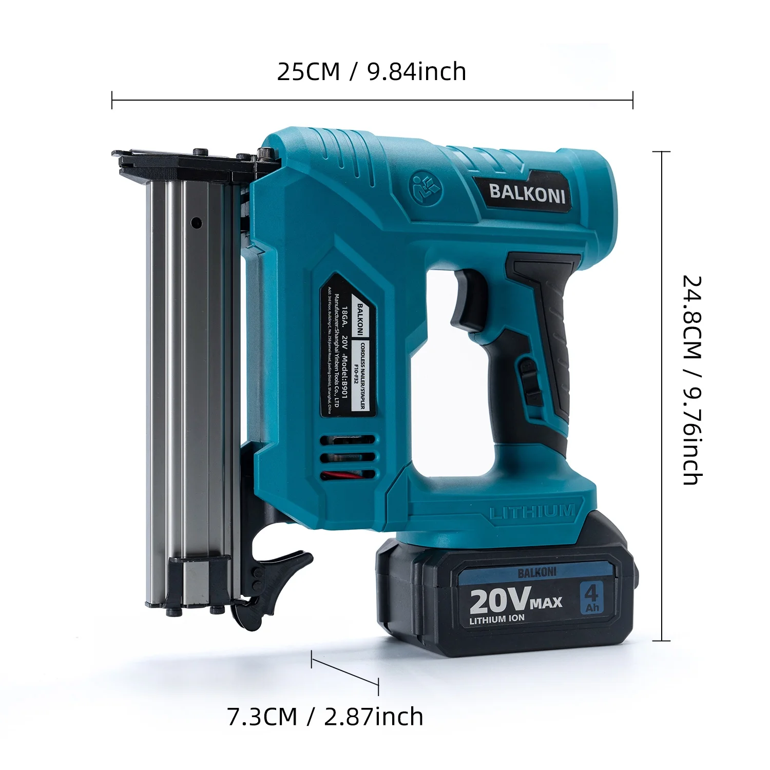 BALKONI 18 Gauge Cordless Finish Nail Gun,F10-F32 MAX, with 2*1500 mAh Battery and A Charger, 1000 Piece F30 Nails - Image 10