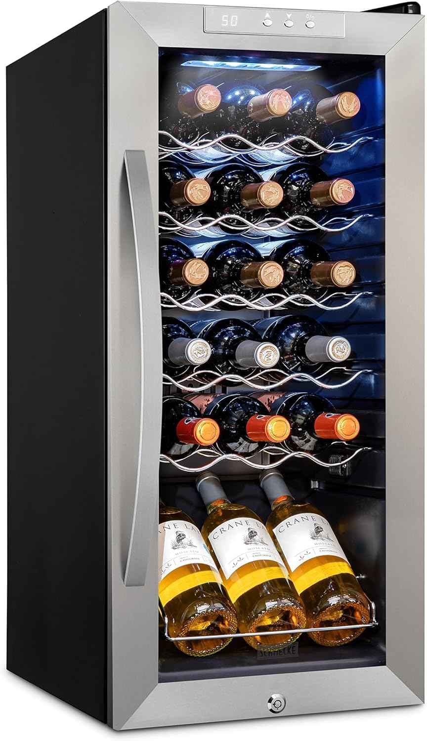 12 Bottle Compressor Wine Cooler Refrigerator w/ Lock | Large Freestanding Wine Cellar | 41F-64F Digital Temperature Control Wine Fridge for Red, White, Champagne or Sparkling Wine - Black - Image 3