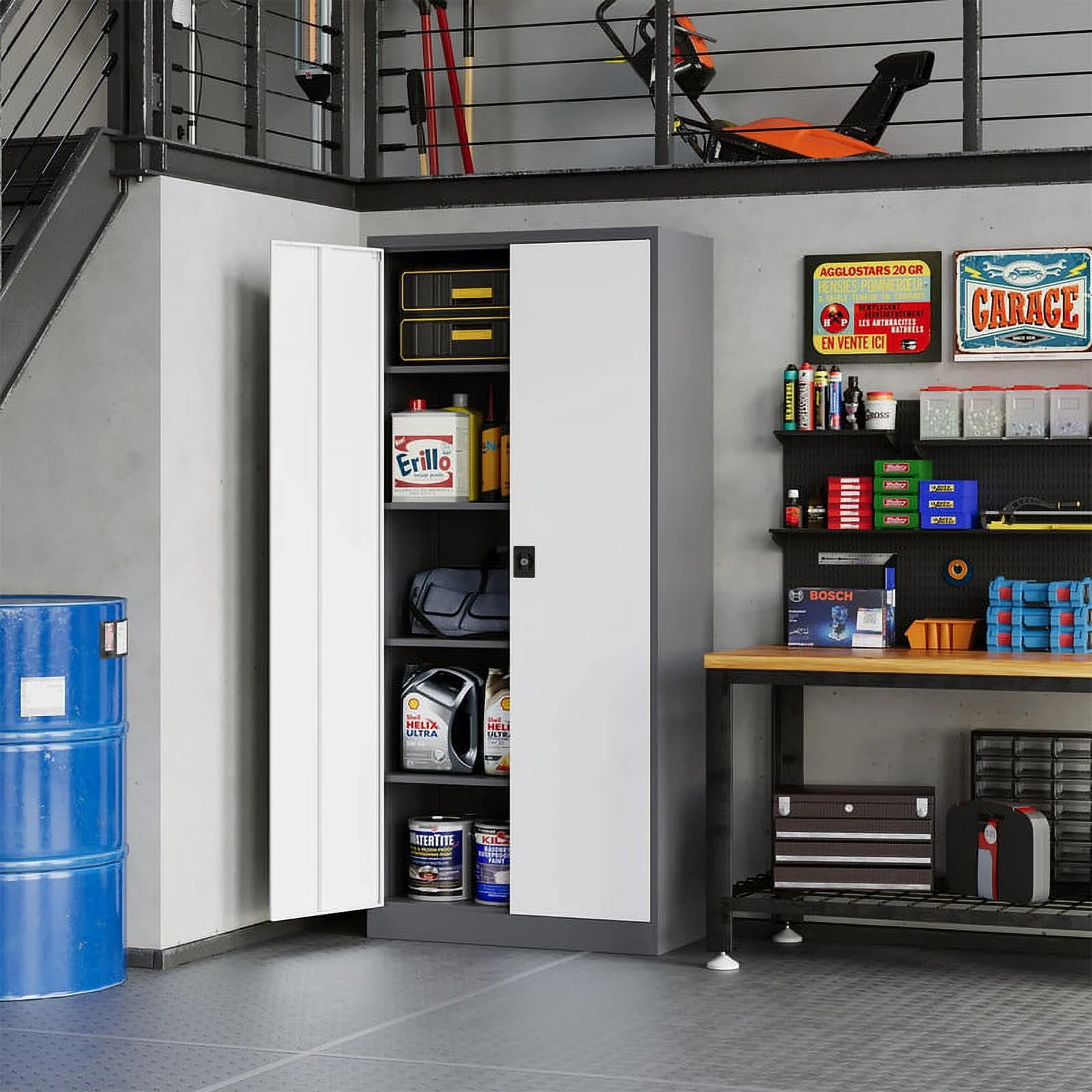 MIIIKO 71" Metal Storage Locker Metal Garage Locker Cabinets with Locking Door and 4 Adjustable Shelves, Steel Classic Storage Cabinet for Home, School, Office, Garage - Image 17