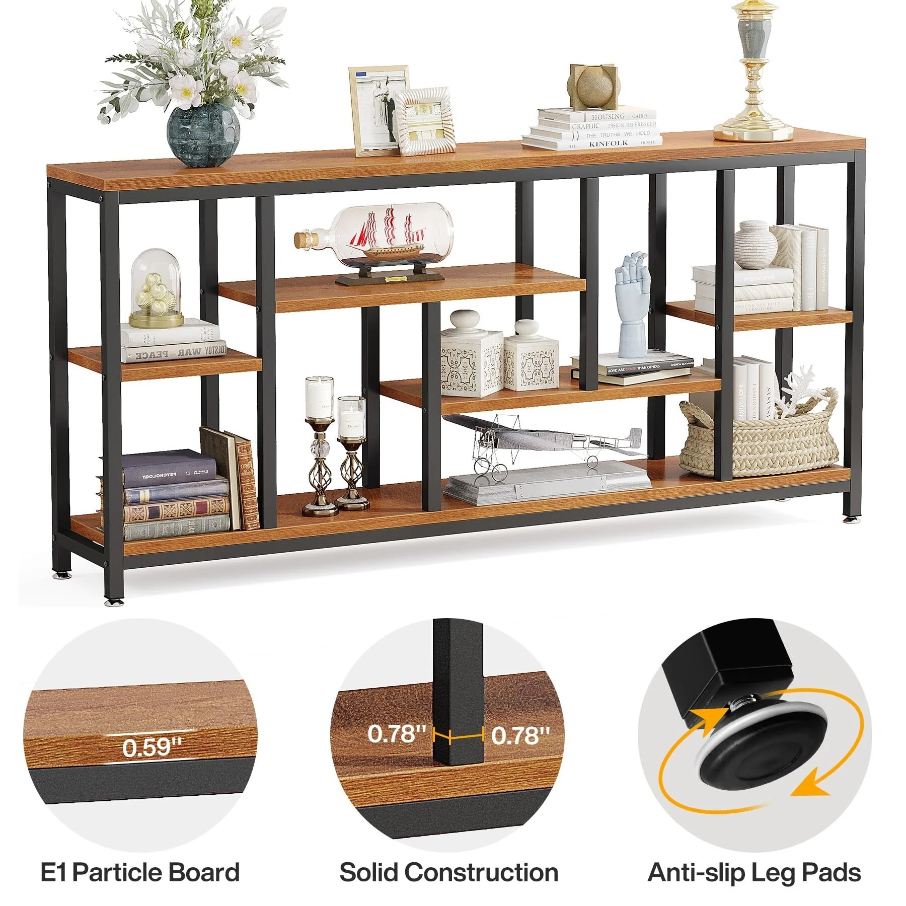 70.9 Inch Console Sofa Table with Storage, 3-Tier Entryway Table for Hallway - Image 15