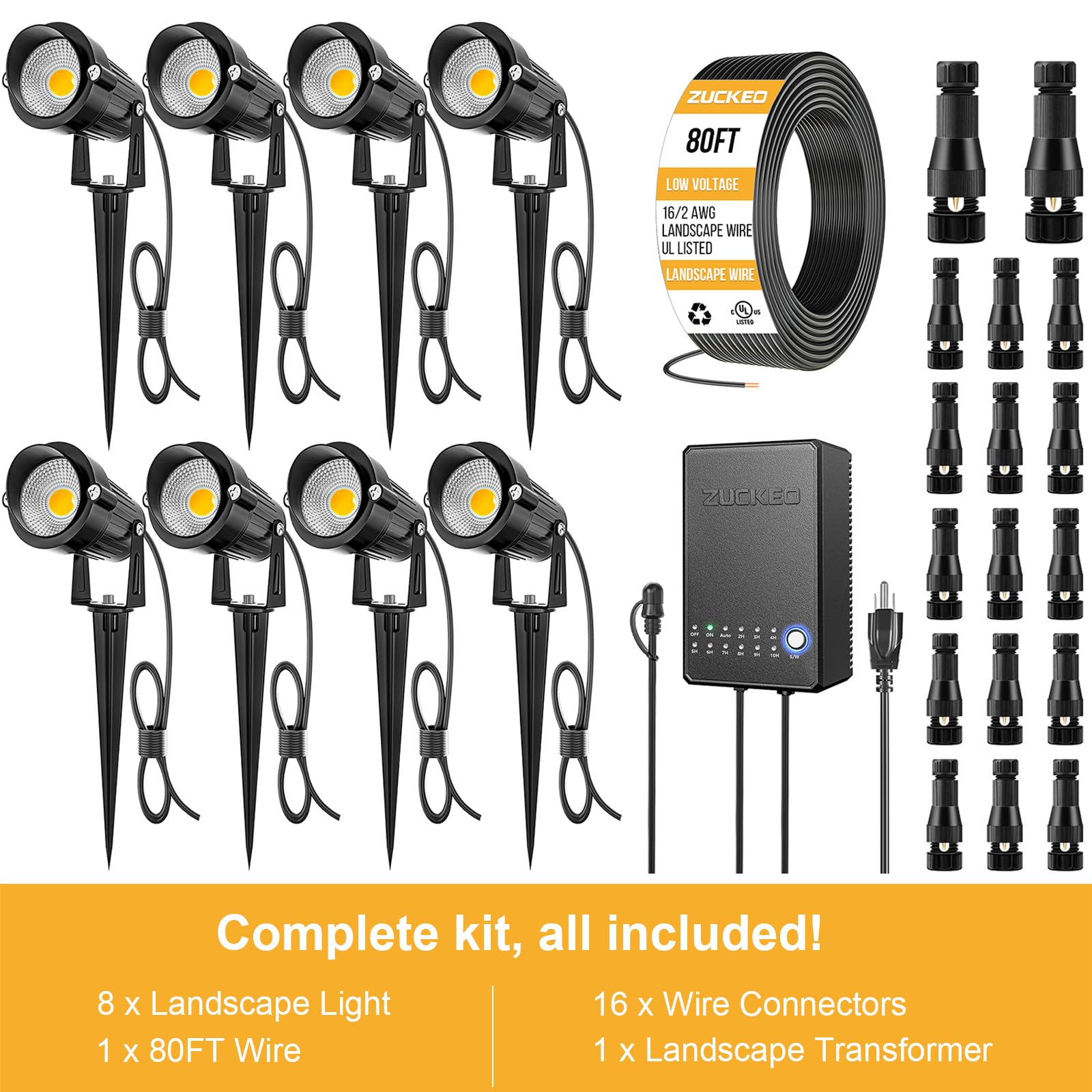 8 Pack 5W LED Landscape Lighting Kit, 3000K Warm White Low Voltage Outdoor Garden Pathway Lights - Image 5