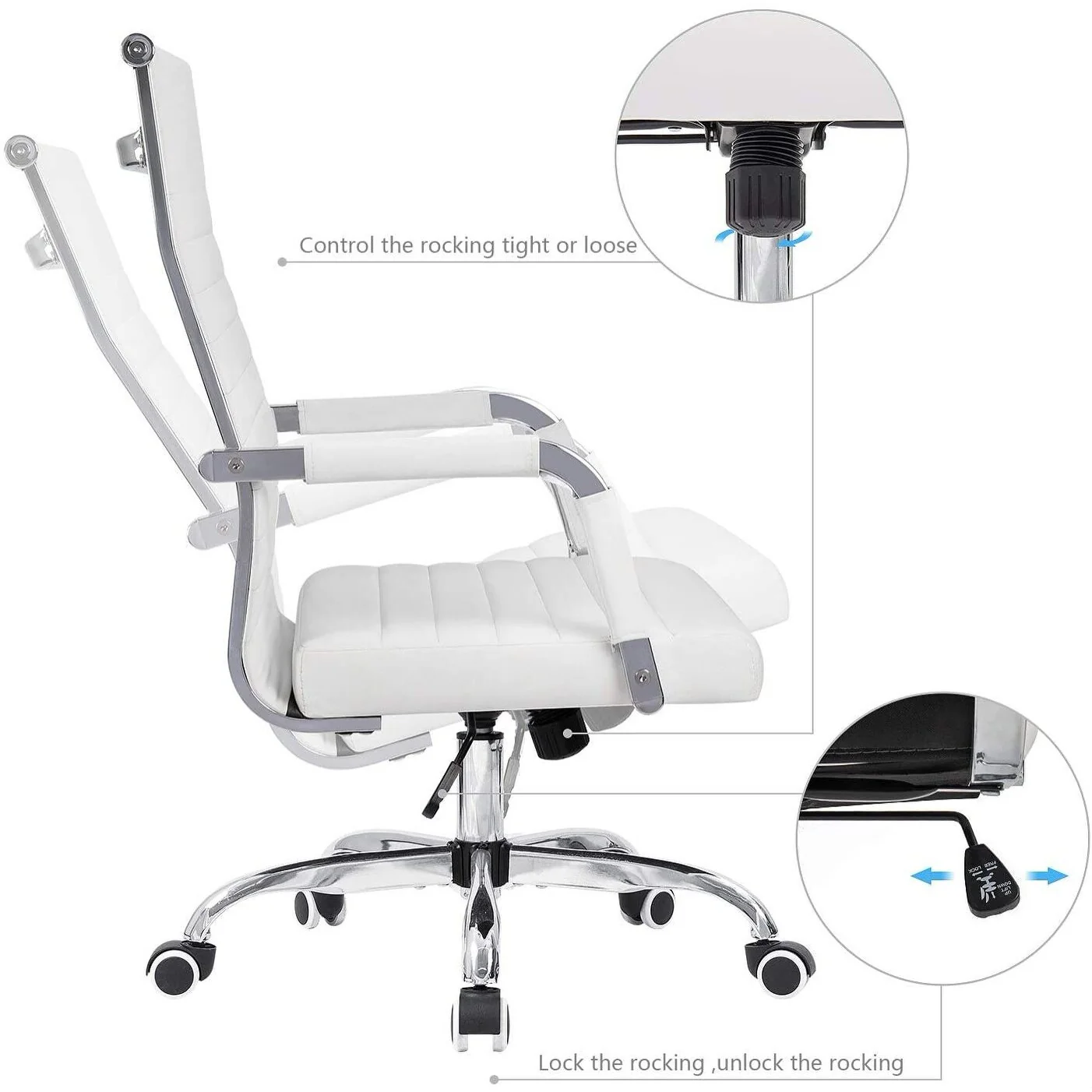 Ergonomic Ribbed Office Chair, Modern Computer Desk Chair with Comfortable Upholstered Seat for Home and Office - Image 10