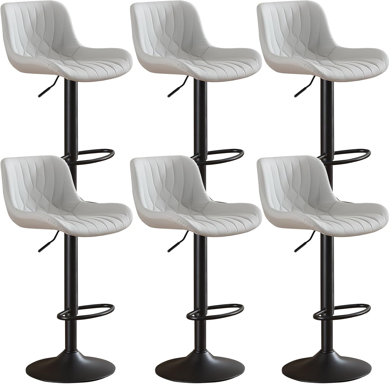 Modern Adjustable Bar Stools Set of 2,Swivel Backs with Faux Leather Counter Height for Kitchen Island Breakfast Bar Chairs Padded Seats for Bar(Black) - Image 5