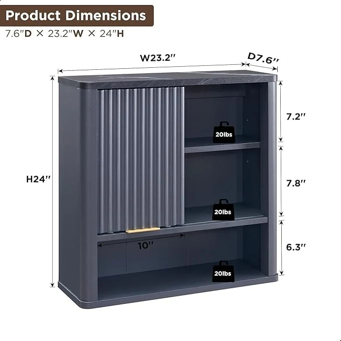 Modern Bathroom Wall Cabinet, Wall Mounted Medicine Storage Organizer with Shelves for Home Organization - Image 20