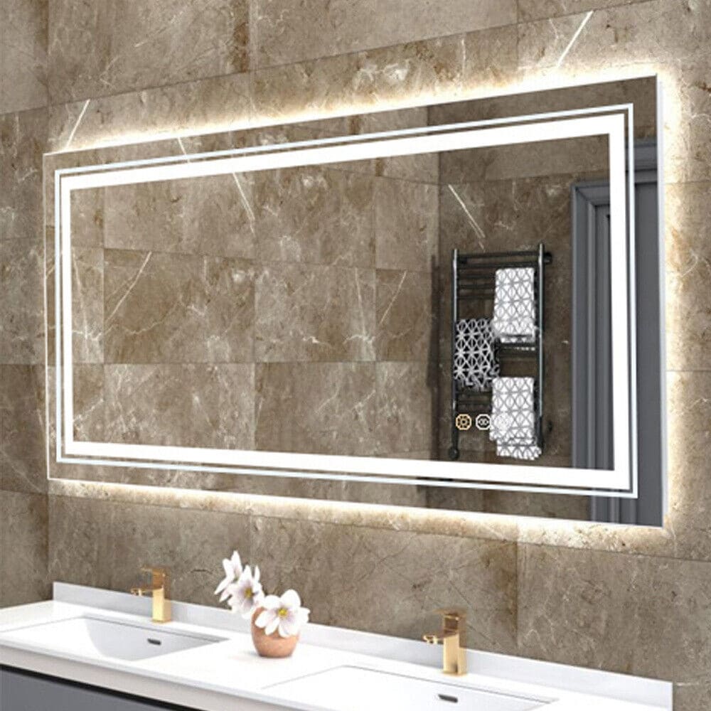 Extra Large LED Lighted Bathroom Mirror, Anti-Fog Wall Mounted Vanity Mirror with 3 Colors - Image 18