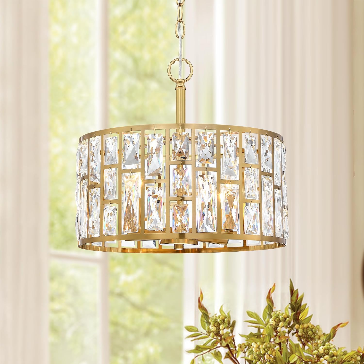 Modern Crystal Pendant Light Fixture 3-Pack, Matte Black Finish Hanging Lighting, Crystal Chandelier for Living Room, Kitchen, Hallway - Image 12