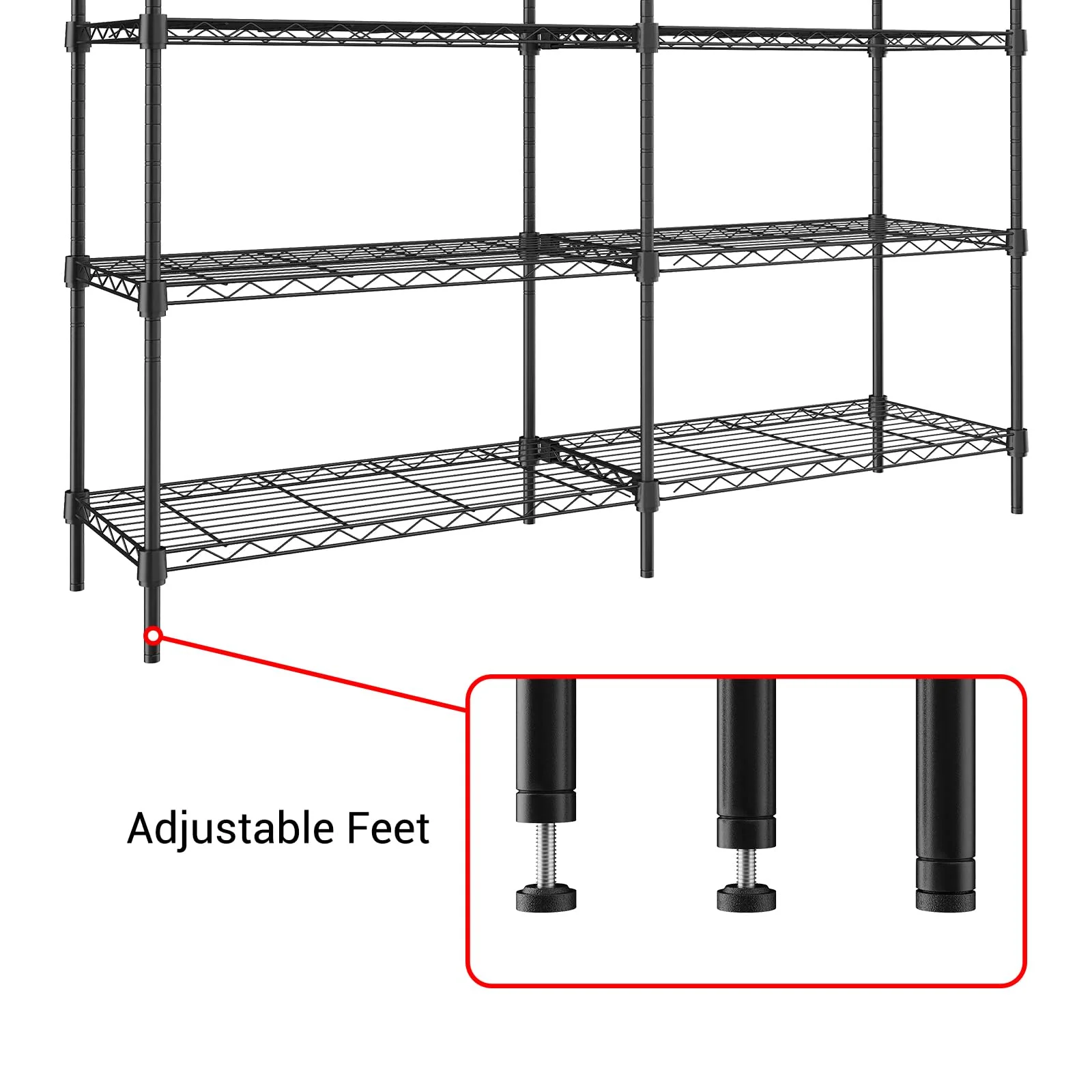 TROPOW 5 Tier Wire Shelving Garage Shelving Heavy Duty Adjustable Garage Shelves, Storage Rack for Storage Warehouse Pantry Closet, Basement Pantry Utility Storage Shelves, 59" W X59 H X 13.8" D - Image 4