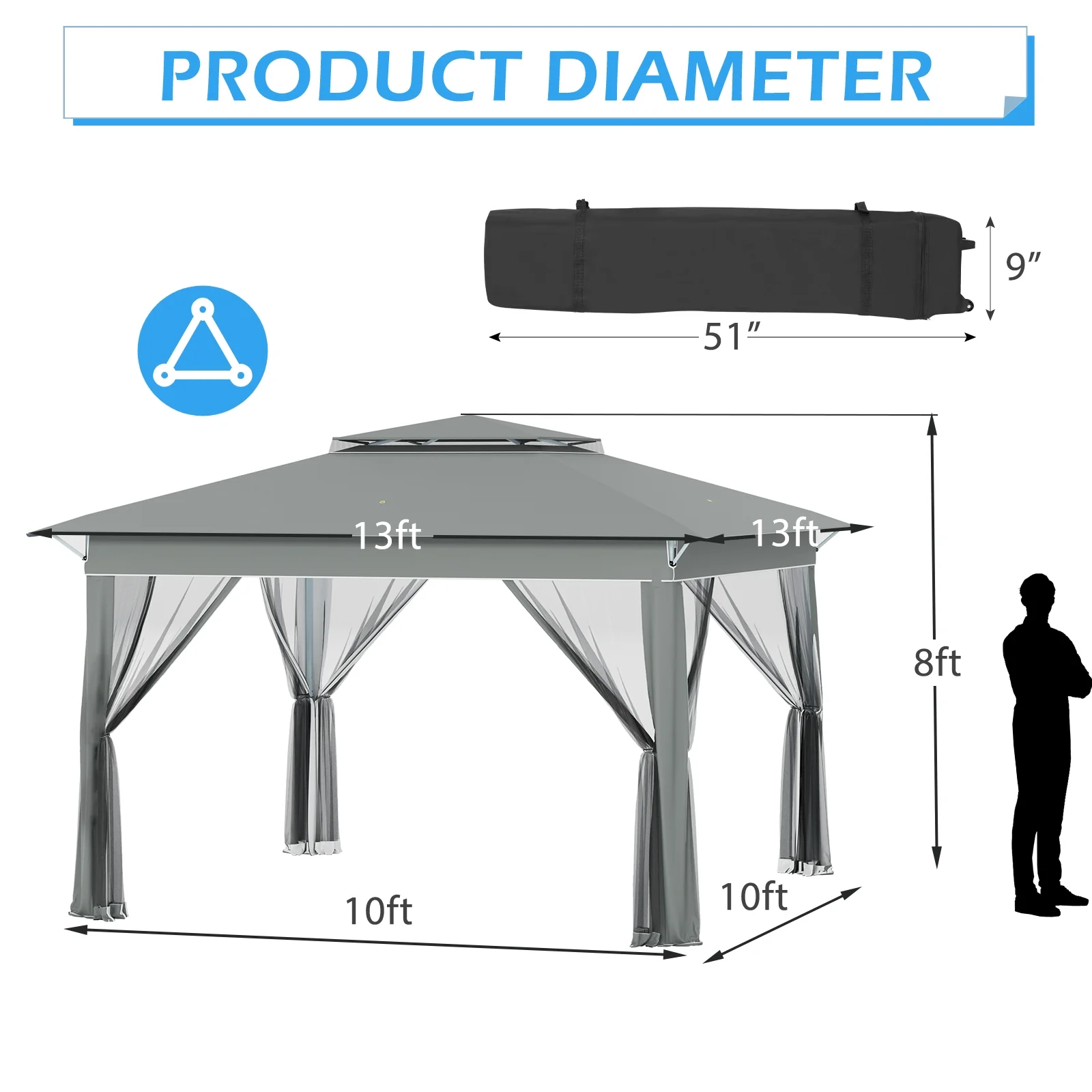 AVAWING 12x12 ft Outdoor Pop-up Canopy Party Tent Easy Setup Patio Wedding Tent, Khaki - Image 32