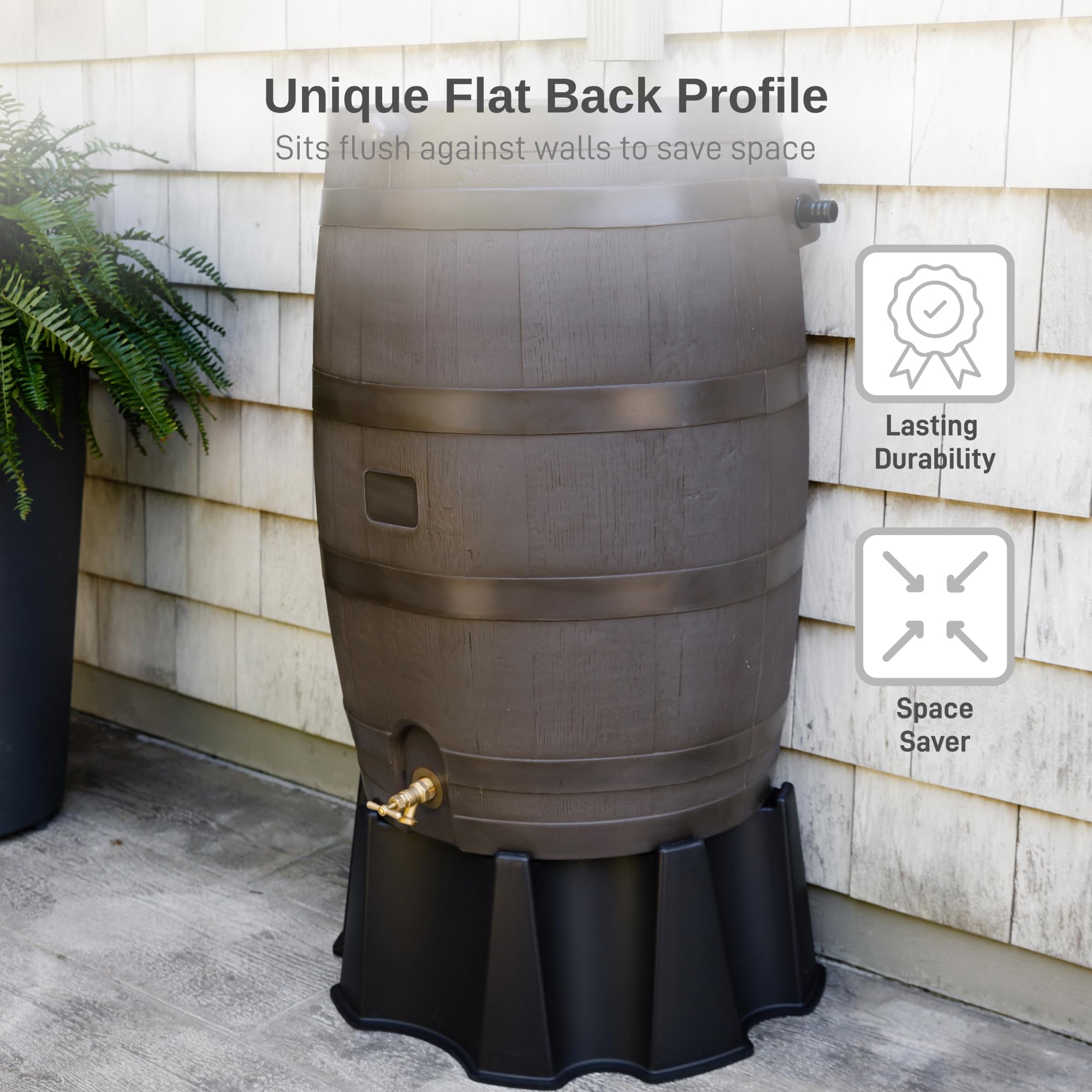 50 Gallon Rain Barrel with Brass Spigot, Large Outdoor Rainwater Collection and Storage Container for Garden - Image 10