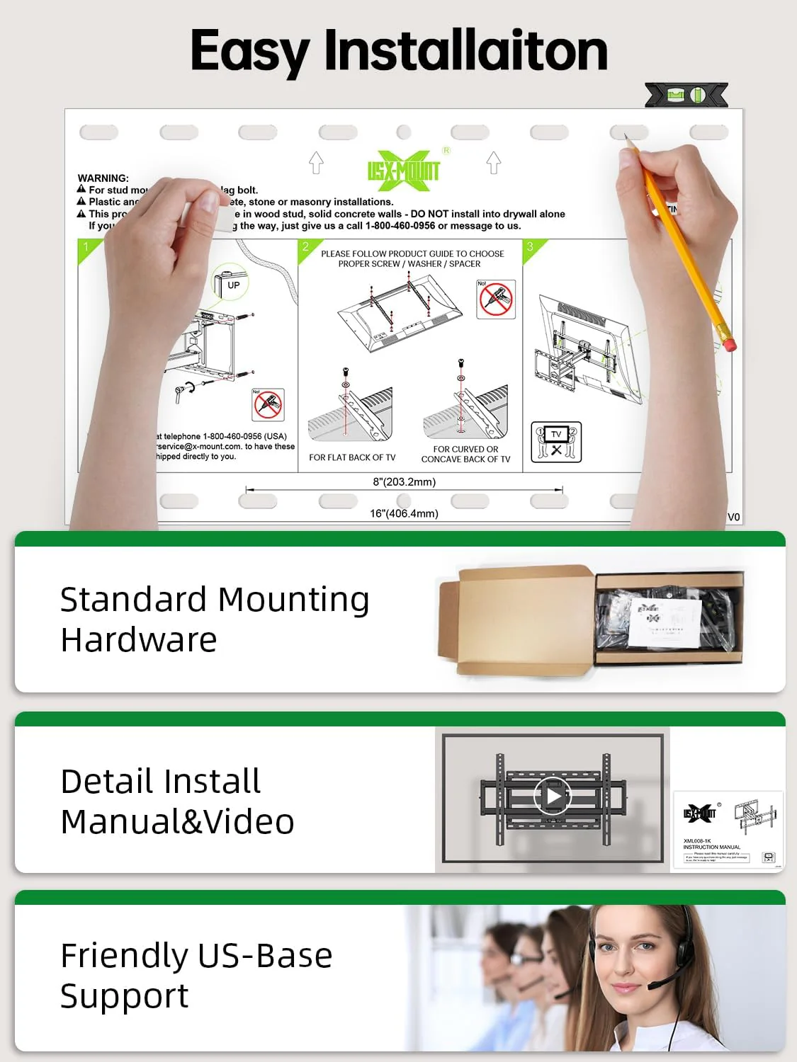 Full Motion TV Wall Mount for Most 42-86 Inch Flat Screen TVs, Adjustable Swivel and Tilt Bracket - Image 5