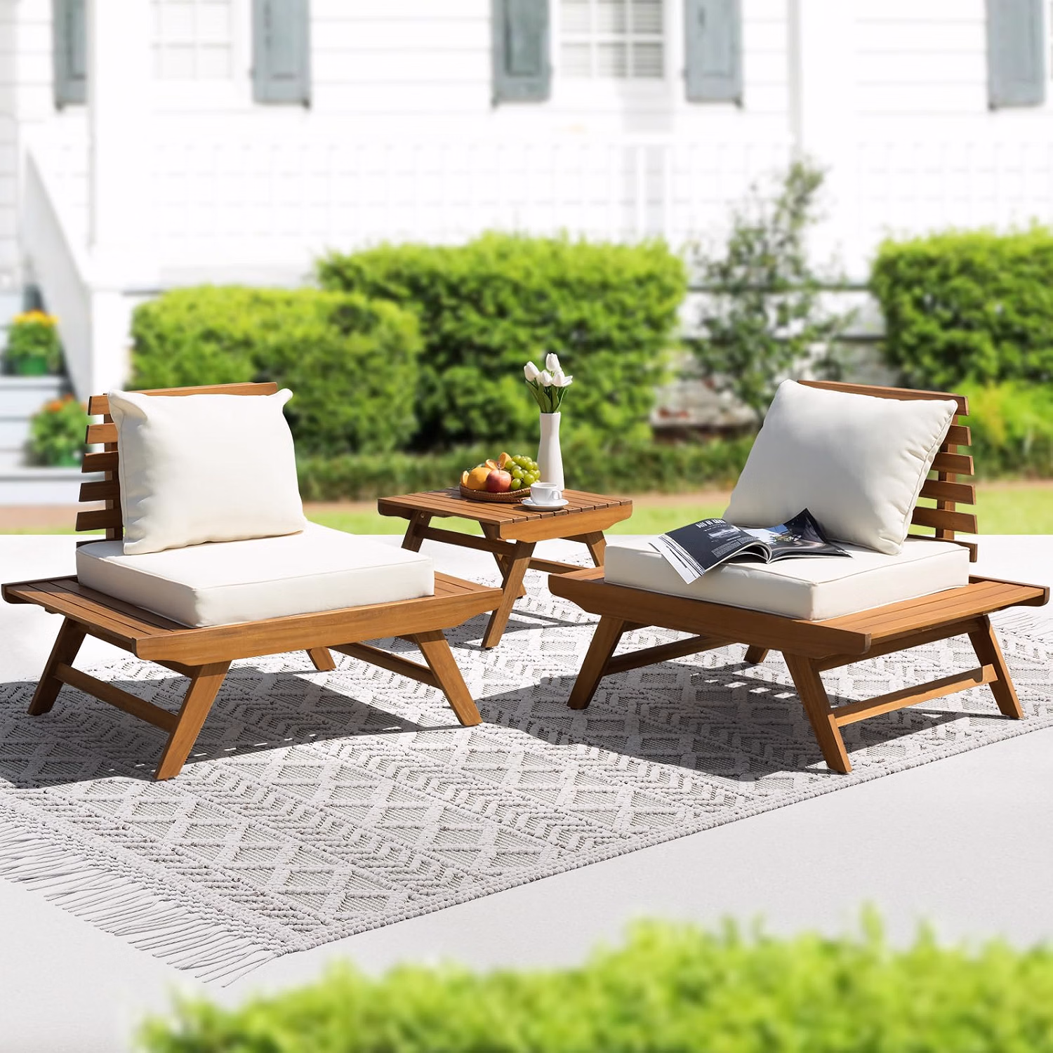 Heavy Duty 500lbs Weight Capacity Wicker Bistro Table and Chairs Set of 2 with Premium Olefin Fabric Soft Cushions - Image 13