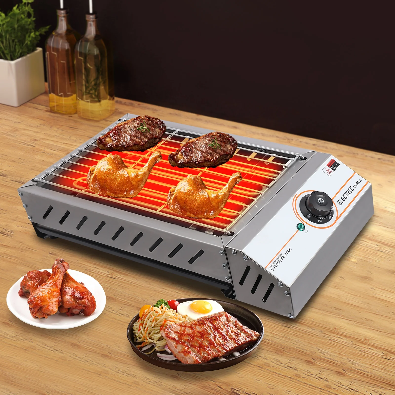 Compact Electric Griller with Adjustable Temperature, 122-572-F, Non-Stick Surface, Easy Cleaning, Perfect for Small Spaces & Countertops - Image 3