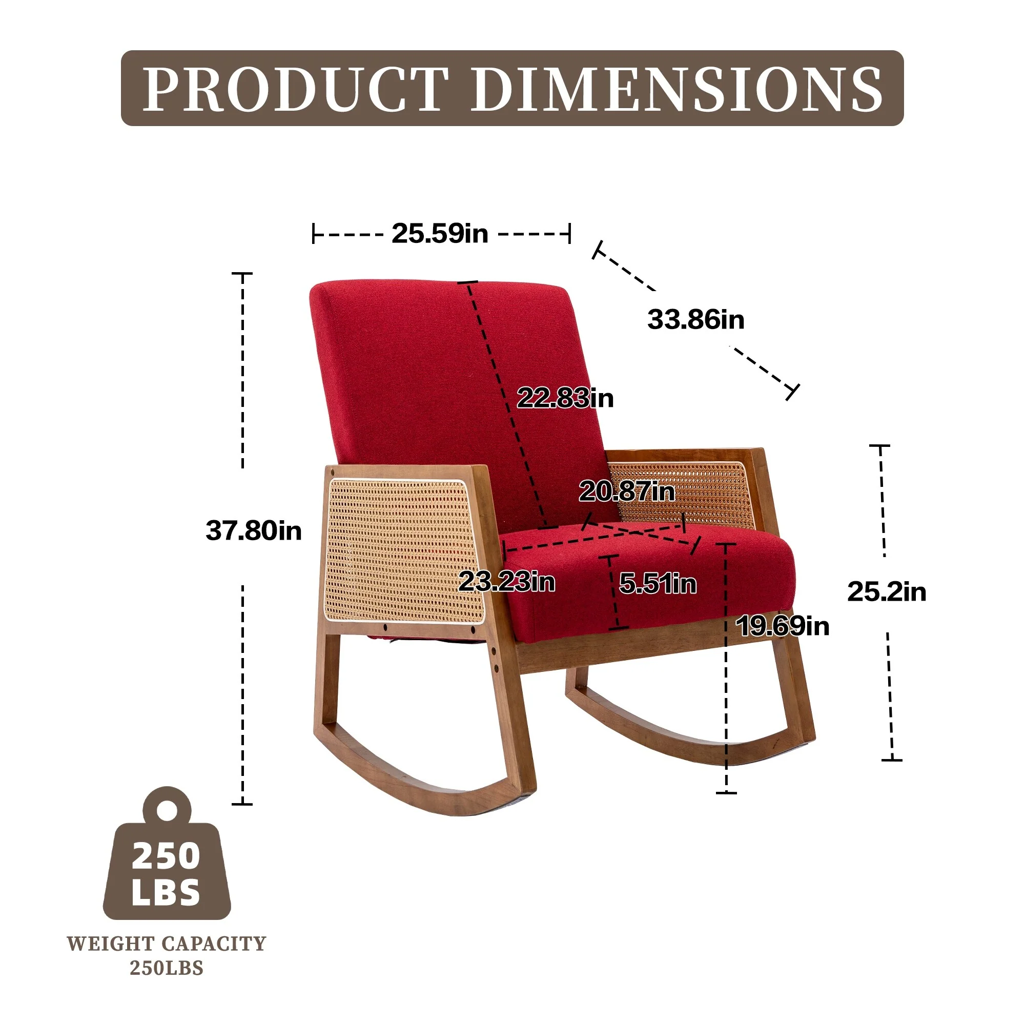 Upholstered Tall Back Rocking Chair, Smooth Gliding Accent Armchair for Comfortable Living Room Seating - Image 15
