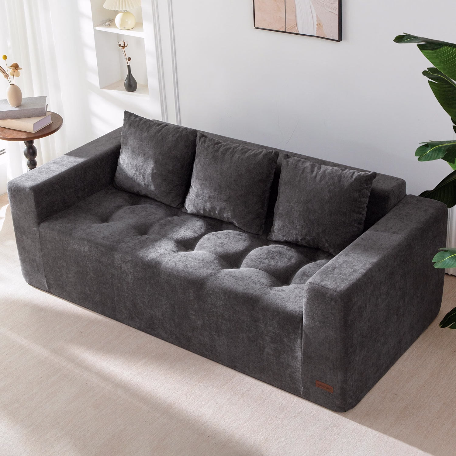 Modular Sofa Couch, 61" Loveseat Boneless Cloud Couch with Deep Seat, Chenille Upholstered Living Room Comfy Sofa Chair for Living Room, No Assembly Required, Dark Grey - Image 6