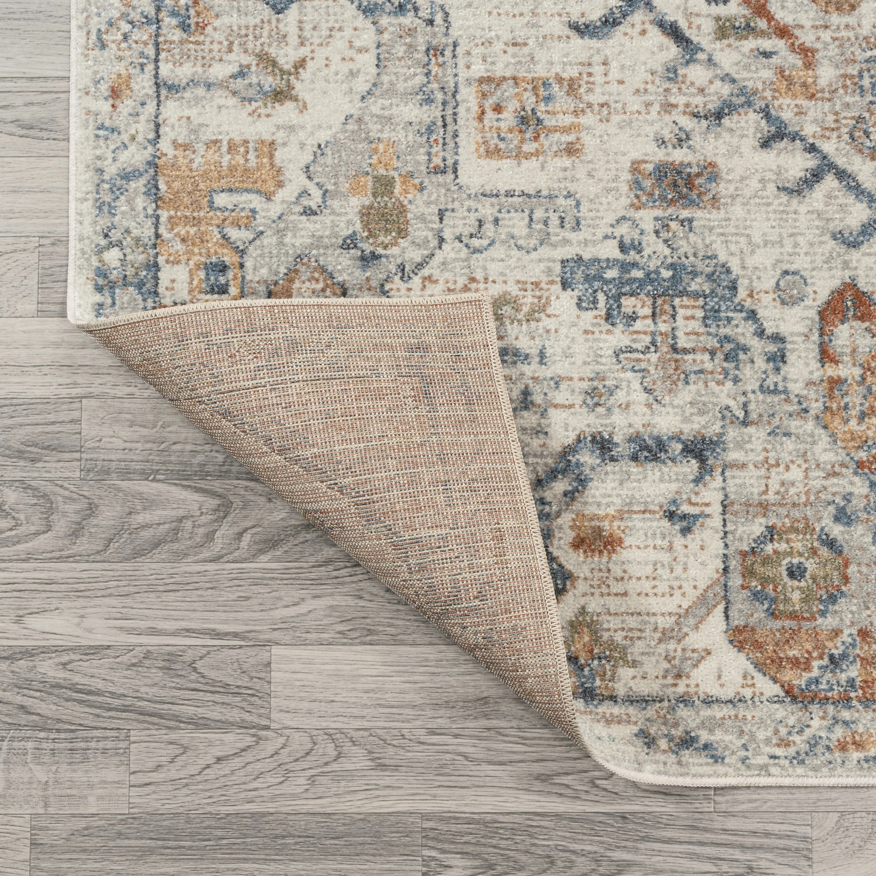 Bohemian Medallion Low-Pile Machine-Washable Area Rug, Cream and Terra - Image 52