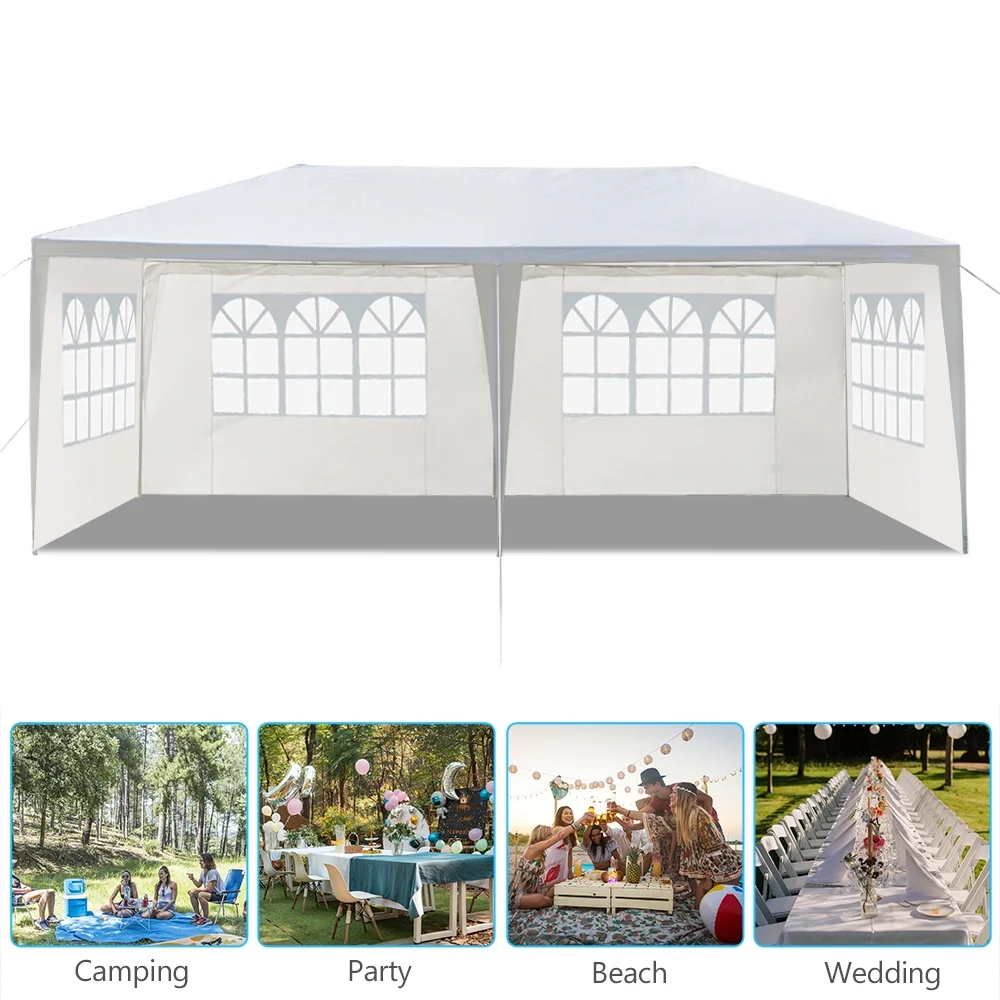 10'X20' Outdoor Party Tent with 4 Removable Sidewalls, Waterproof Canopy Patio Wedding Gazebo, White - Image 6