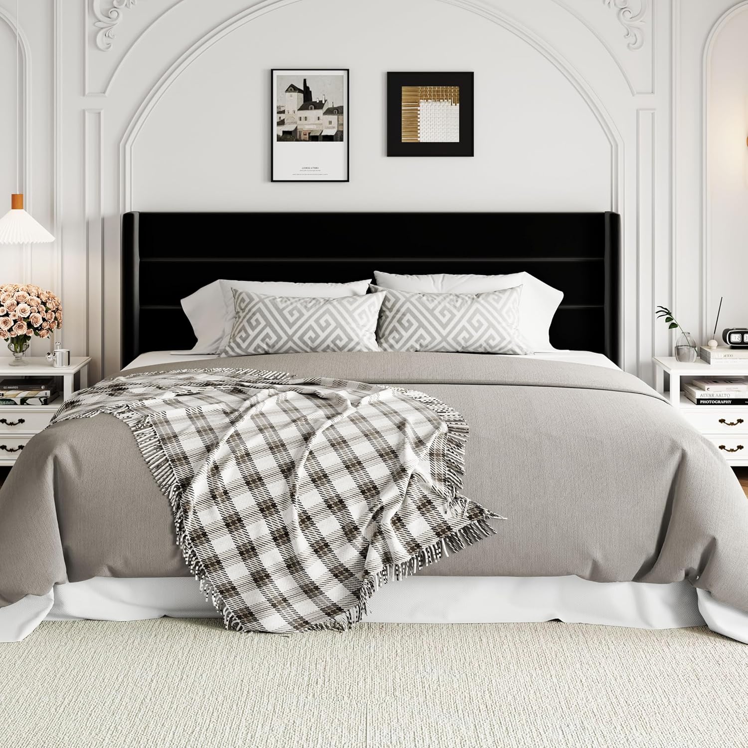 Queen Size Lift Up Storage Bed with Wingback Headboard, Upholstered Platform Bed Frame with Hidden Storage - Image 144