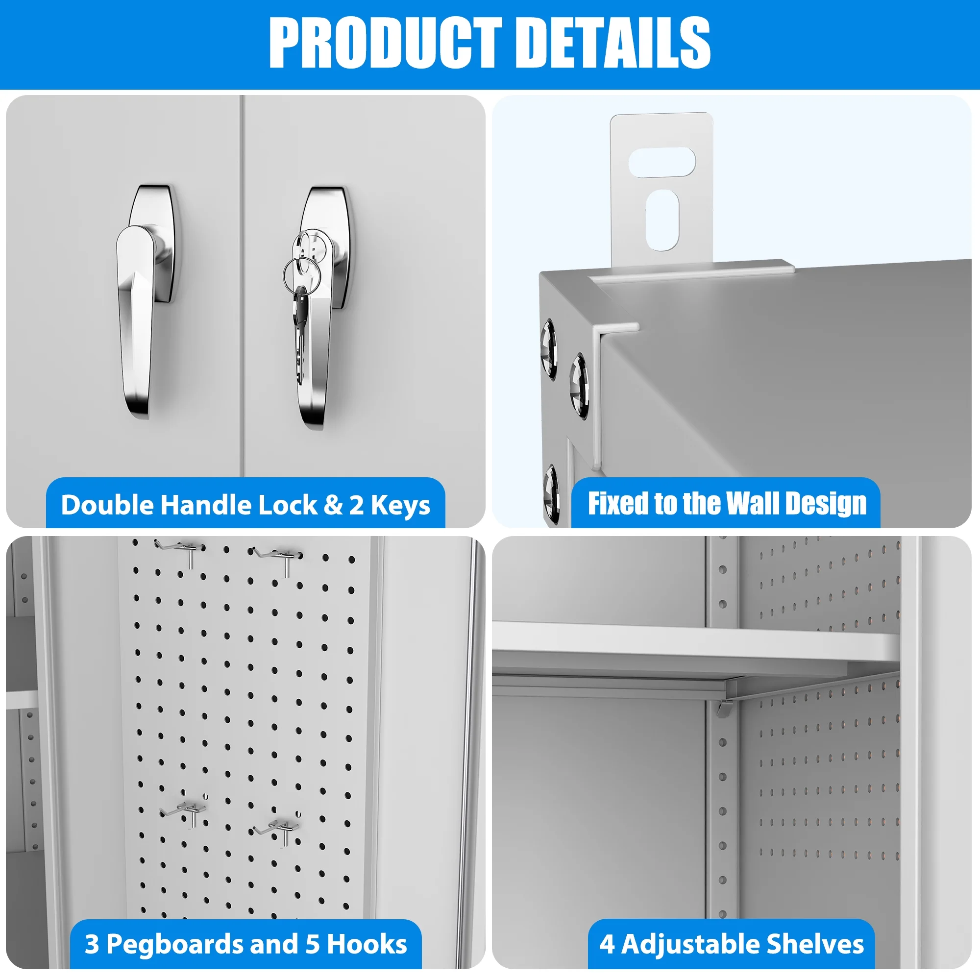 SUPEER 71" Metal Storage Cabinets with Wheels and Pegboards, Industrial Cabinet with 2 Drawers and 2 Adjustable Shelves,, Assembly Required - Image 133