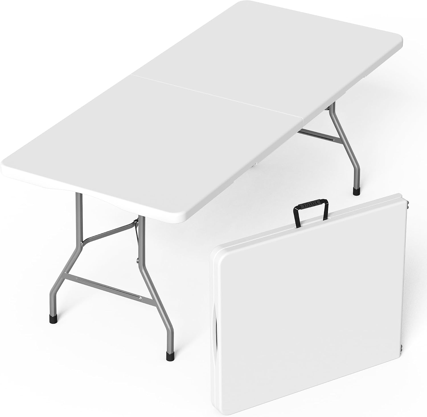 6 Foot Folding Table 2 Pack, 6 FT Foldable Plastic Table, Heavy Duty - Image 7