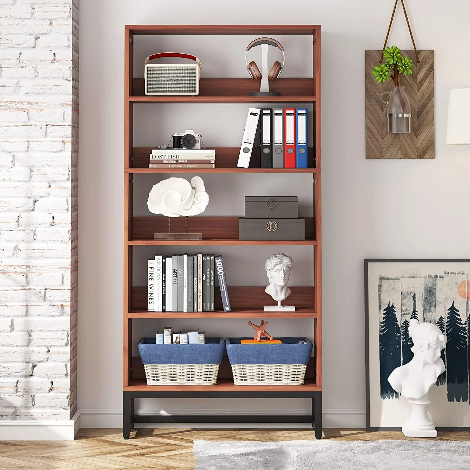 70.87 Inch Tall 5-Tier Bookcase, Large Bookshelf with 31.5 Inch Wide Storage - Image 3
