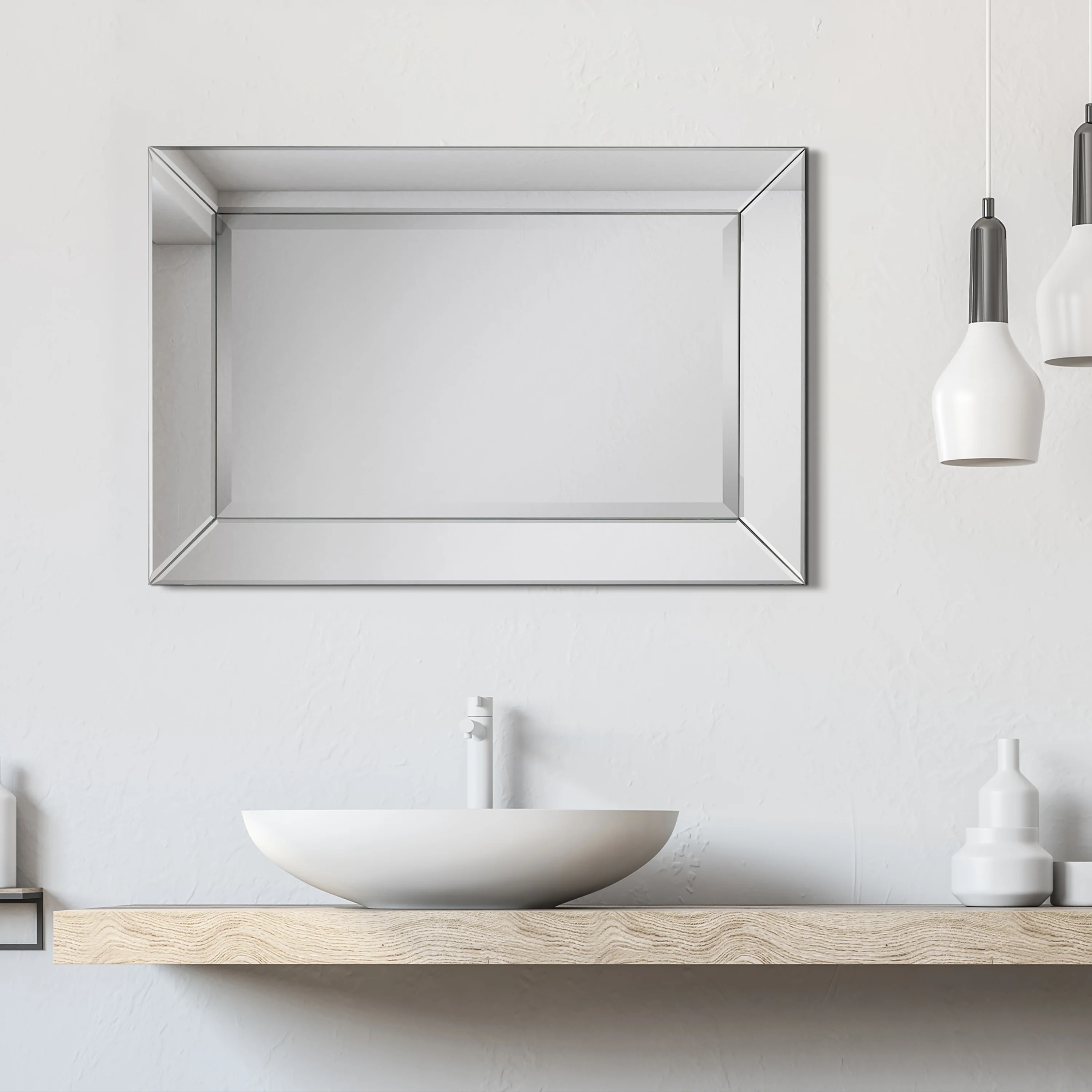 Beveled Rectangular Clear HD Wall Mirror, Bathroom Vanity and Bedroom Mirror, 3 Sizes - Image 29