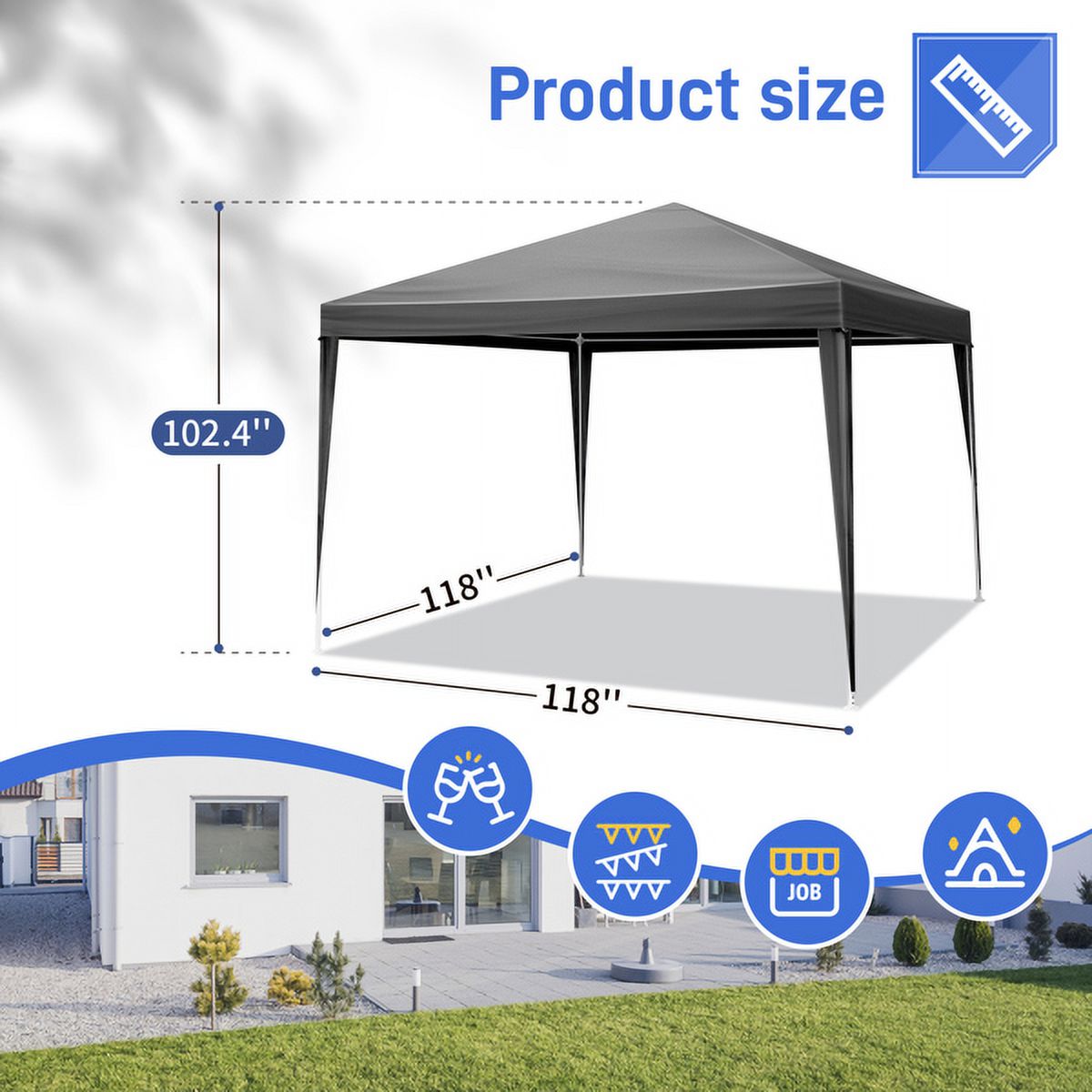 Sythers 10'x10' Pop Up Canopy Tent with 4 Removable Sidewalls, Portable Gazebo, UV Resistant Waterproof, Enclosed Canopy Tent for Outdoor Events, Patio, Backyard, Party, BBQ, Camping, Black - Image 8