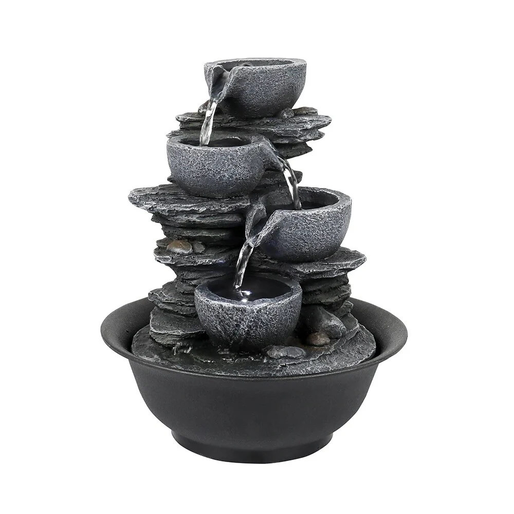 4-Tier Indoor Water Fountain, Relaxing Waterfall Feature for Home, Living Room and Bedroom Decor - Image 5