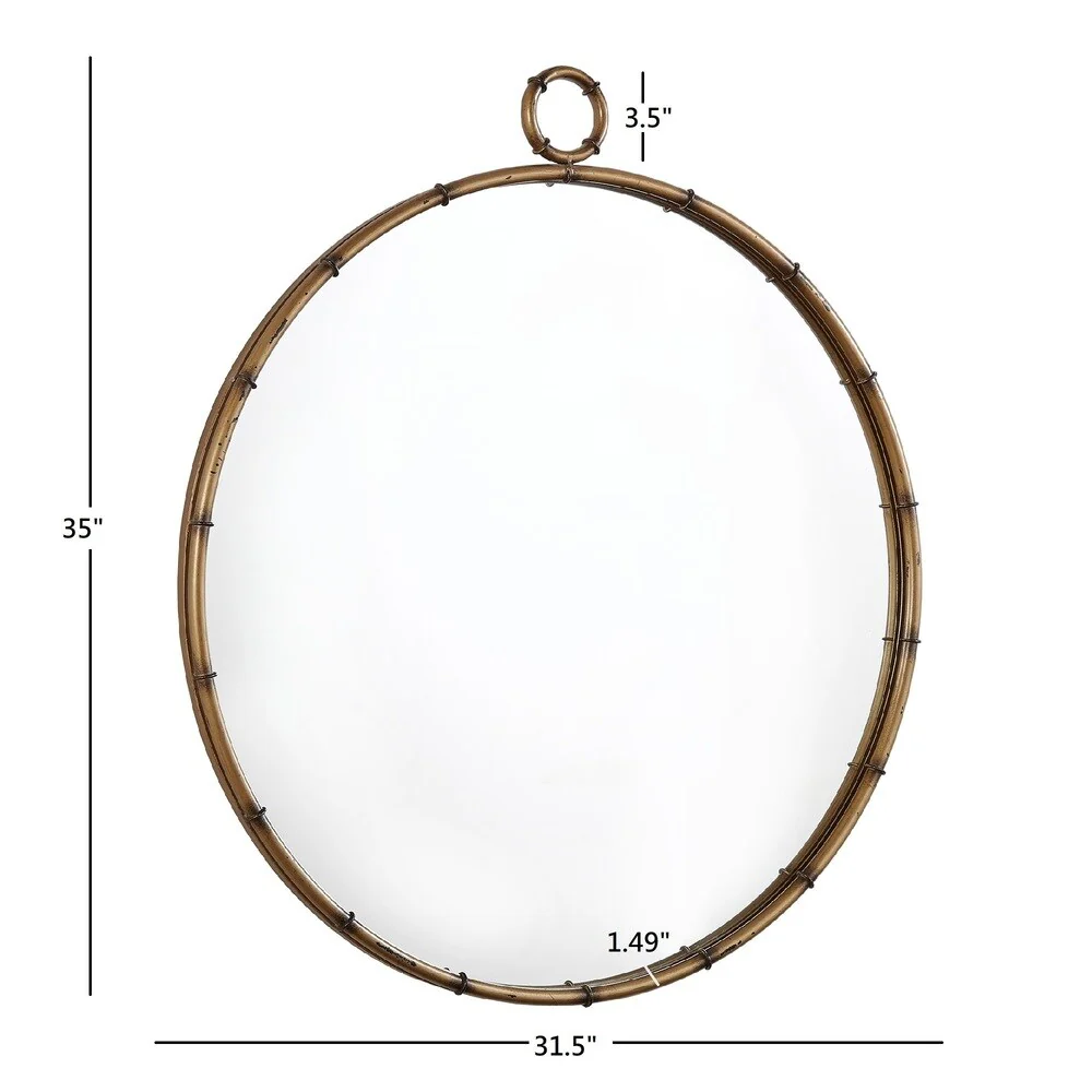 Antique Brass Finish Round Wall Mirror, Decorative Accent Mirror for Living Room, Bedroom and Entryway - Image 7