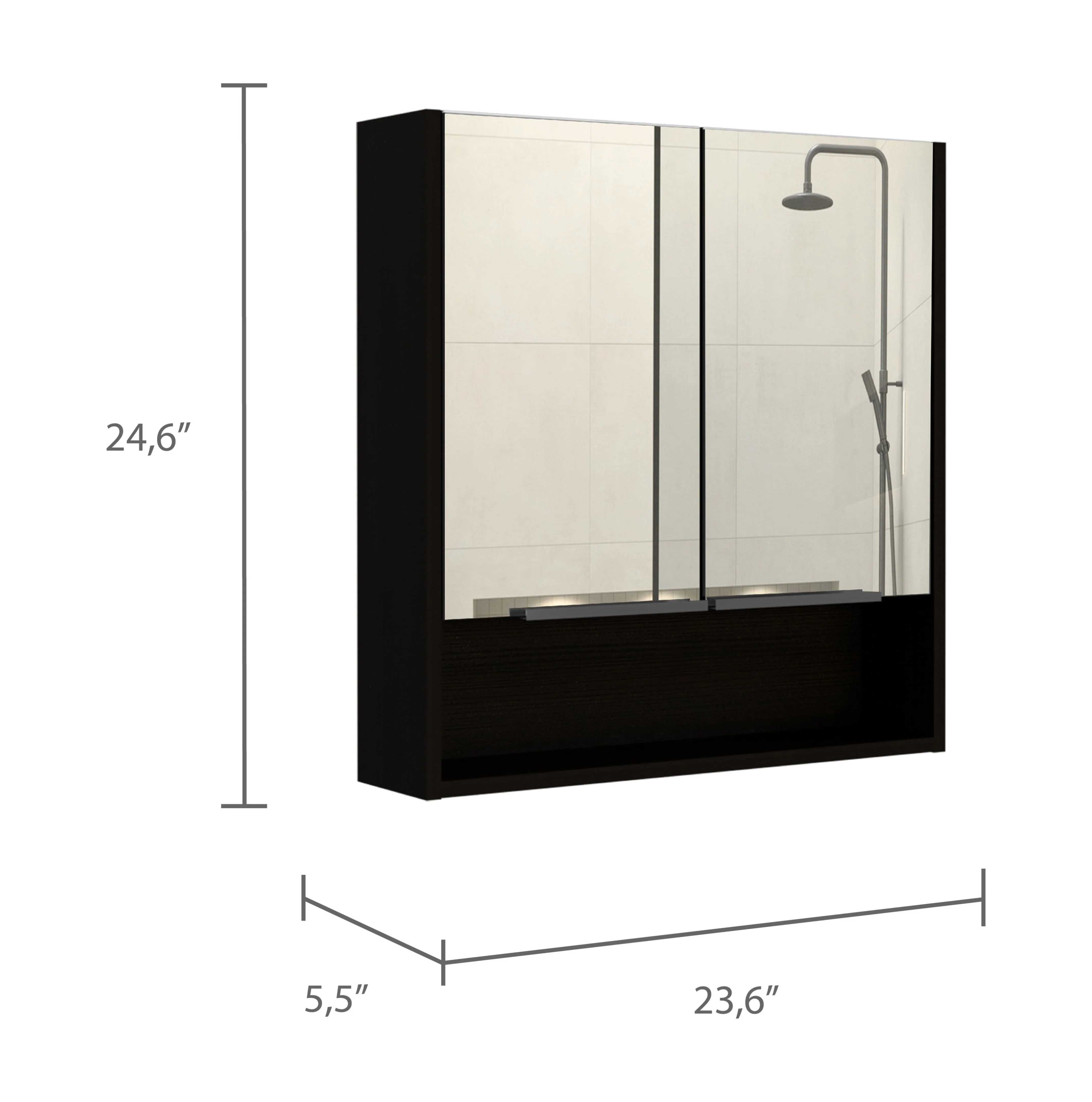Black Tall Storage Cabinet with 3 Drawers and Adjustable Shelves for Bathroom, Study, Office and Interior, MDF Board with Painted Finish Black + MDF - Image 17
