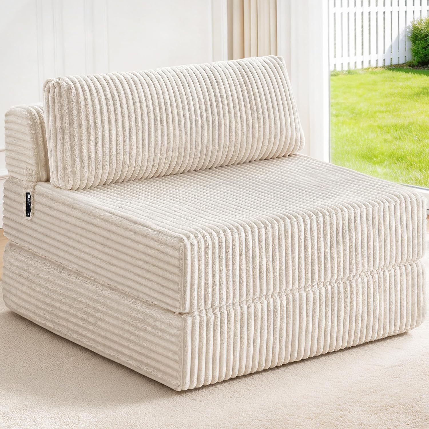 Folding Sofa Bed Convertible 4 in 1 Sleeper Chair Gray Single - Image 3