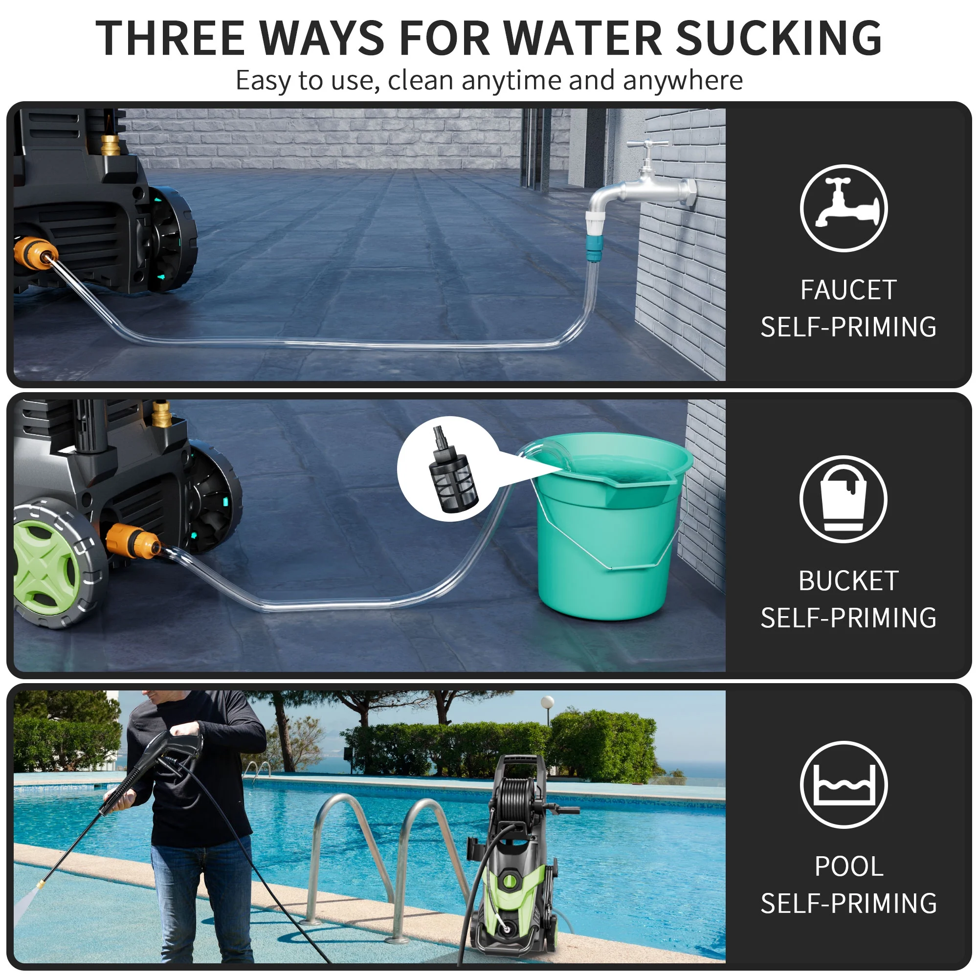 FOTING Electric Pressure Washer, 4500 PSI 3.2 GPM Power Washer with 4 Quick Connect Nozzles, High Pressure Cleaning Machine with Foam Cannon for Cars/Fences/Driveways/Patios/Home Cleaning - Image 4
