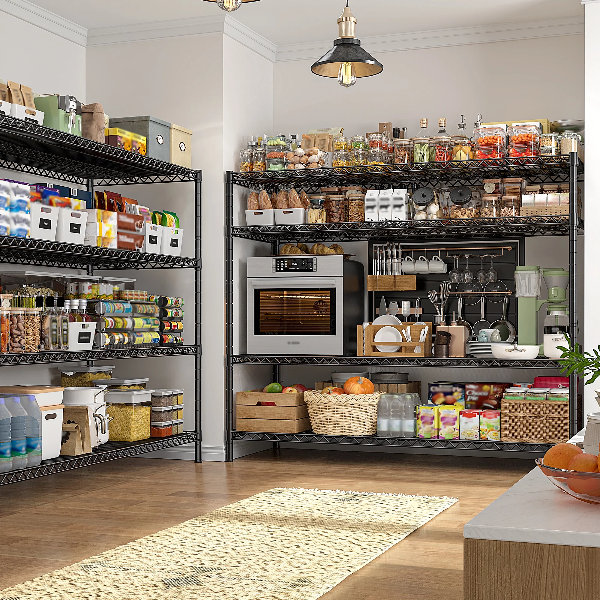 REIBII Heavy Duty Metal Storage Rack 4-Tier Adjustable Wire Shelves 2560lbs Pantry & Garage Shelving,55.5"H x 55.5"W x 18"D - Image 3