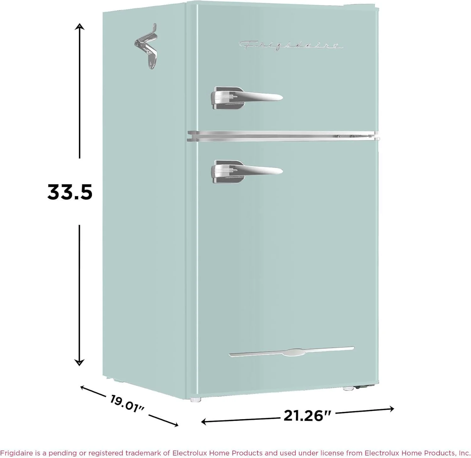 Retro Mini Fridge with Freezer& Side Bottle Opener-Small 2 Door Refrigerator for Office Bar or College Dorm Room-3.1 Cu Ft 19 "D x 20.5" W x 33.5" H - Image 3
