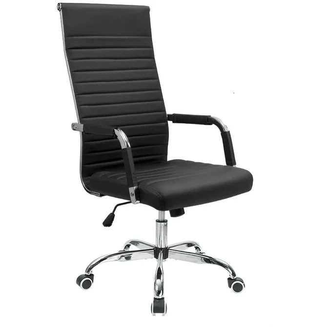 Ribbed High Back Office Chair, Ergonomic Conference Desk Chair for Home Office, Meeting Room and Workspace