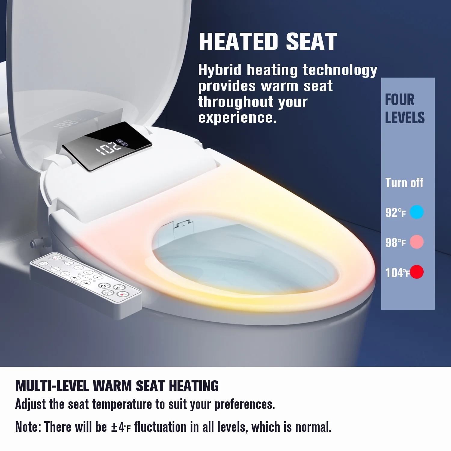 WLJBIDET Toilet Bidet Seat, Instant Warm Water, Self-Cleaning Nozzle, Multiple Spraying Modes, Electric Heated Seat, Warm Air Drying, Soft Closed Lid, Display Screen, Requires Electricity, Elongated - Image 8