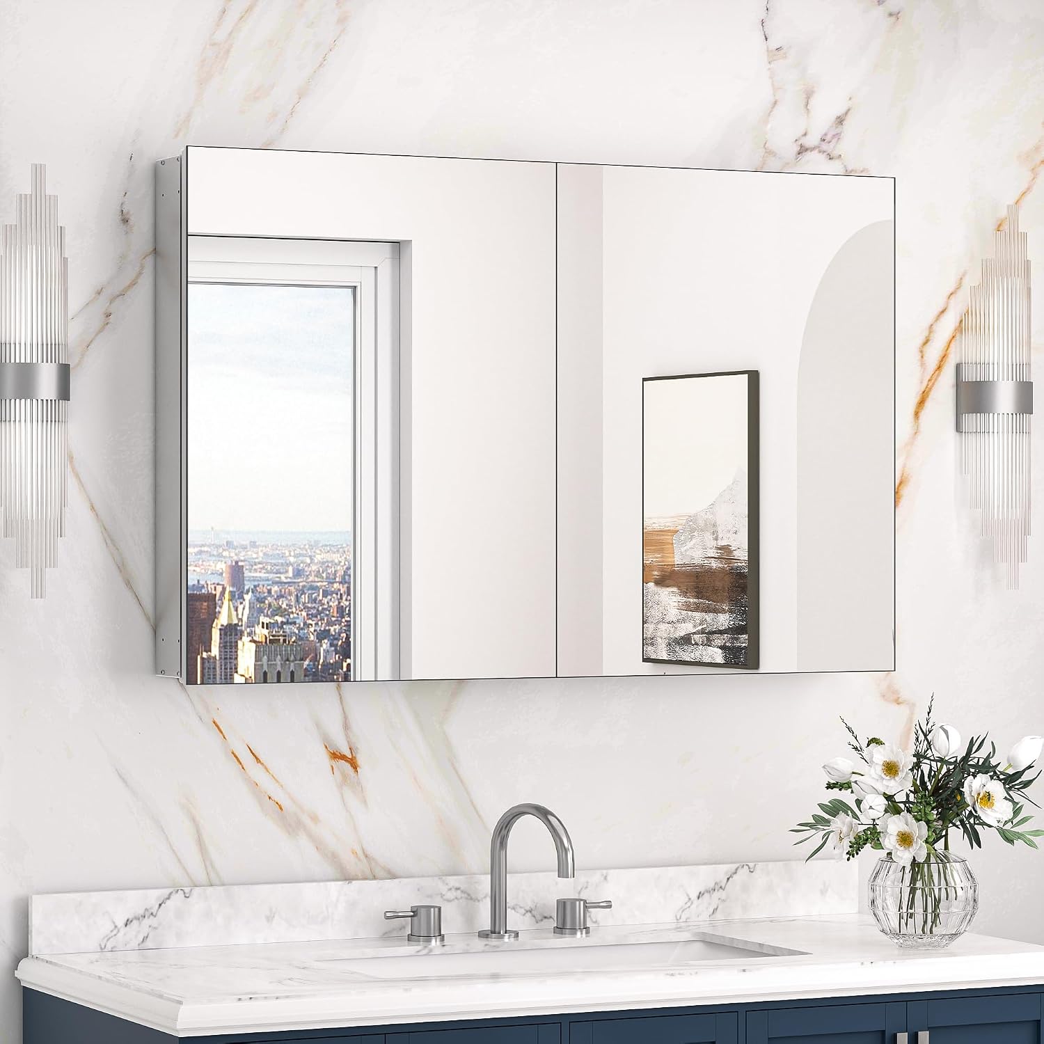 Black Medicine Cabinet with Mirror 20" x 26", Lightweight Aluminum - Image 38