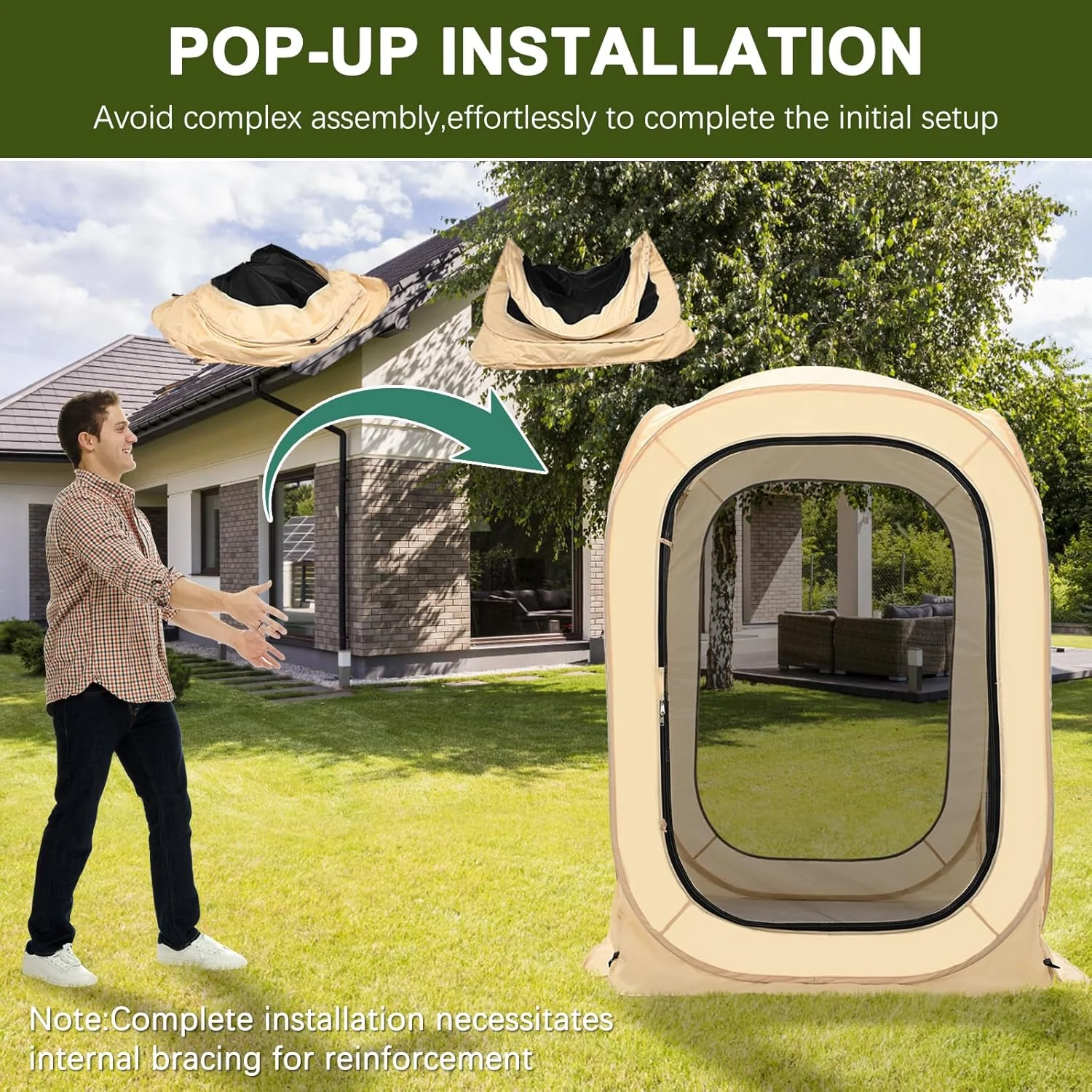 Slsy Screen House Tent Pop-Up, Portable Screen Room Canopy Instant Screen Tent Outdoor Camping Tent with Carry Bag for Patio, Backyard, Deck & Outdoor Activities - Image 6