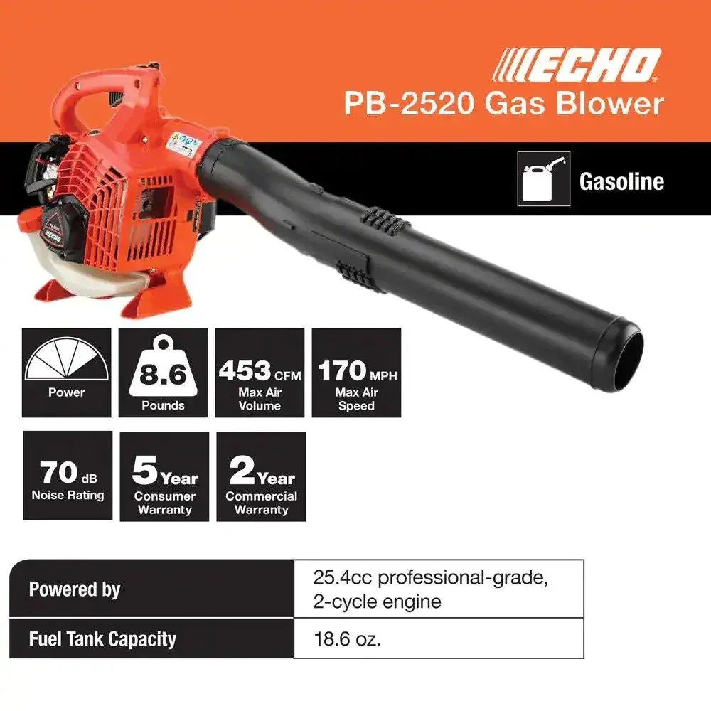 170 MPH 453 CFM 25.4 cc Gas 2-Stroke Cycle Handheld Leaf Blower - Image 3