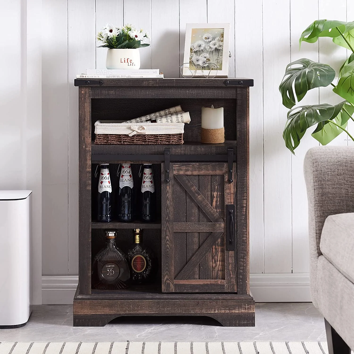 OKD Farmhouse Bathroom Storage Cabinet with 3 Drawers and Adjustable Shelves Wooden Rustic Accent Entryway Cupboard, Antique White - Image 23