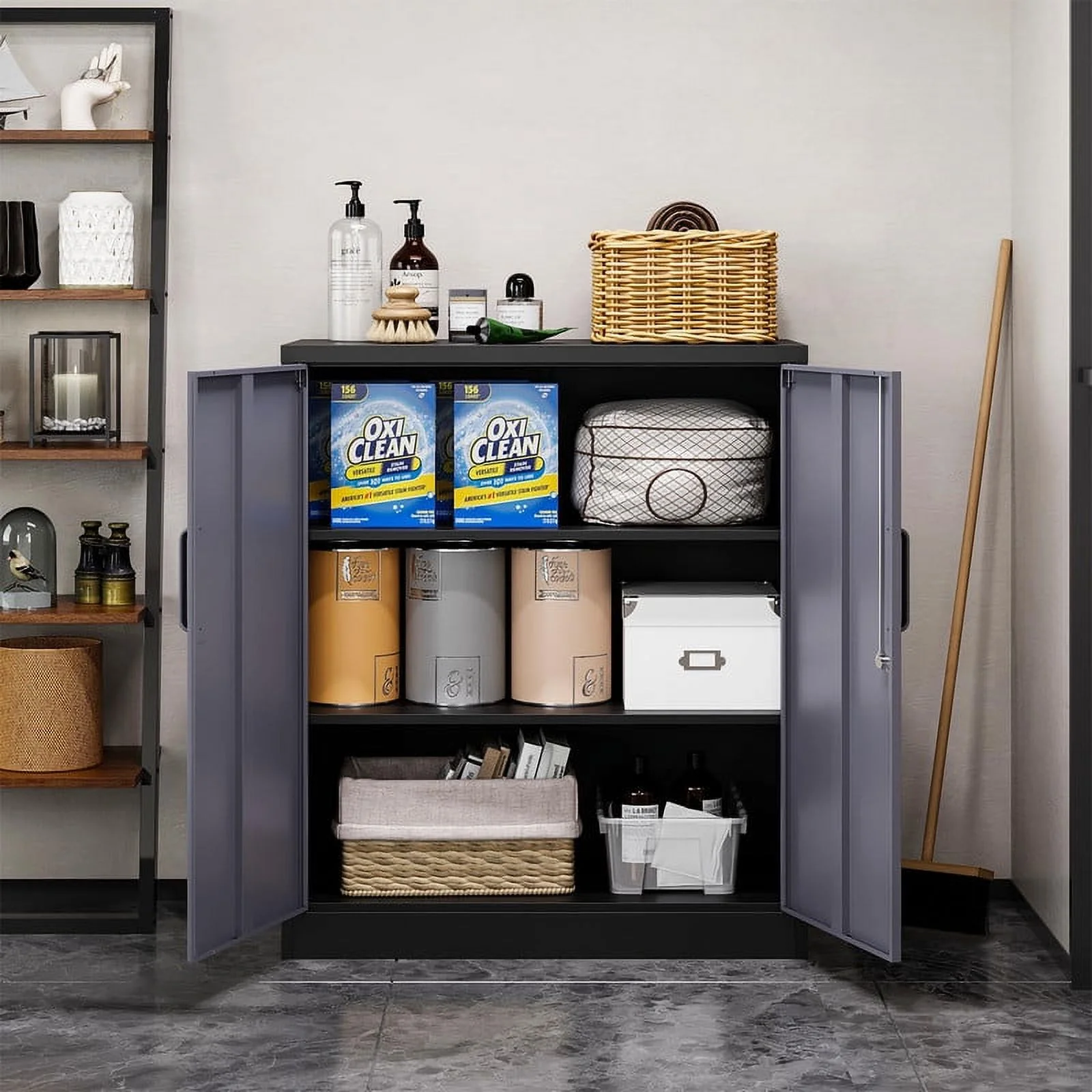 STANI Metal Storage Cabinet with Locking Doors, Garage Lockable Steel Cabinets with 4 Doors and 5 Shelves for Home, Garage, Pantry Workshop Warehouse - Image 23