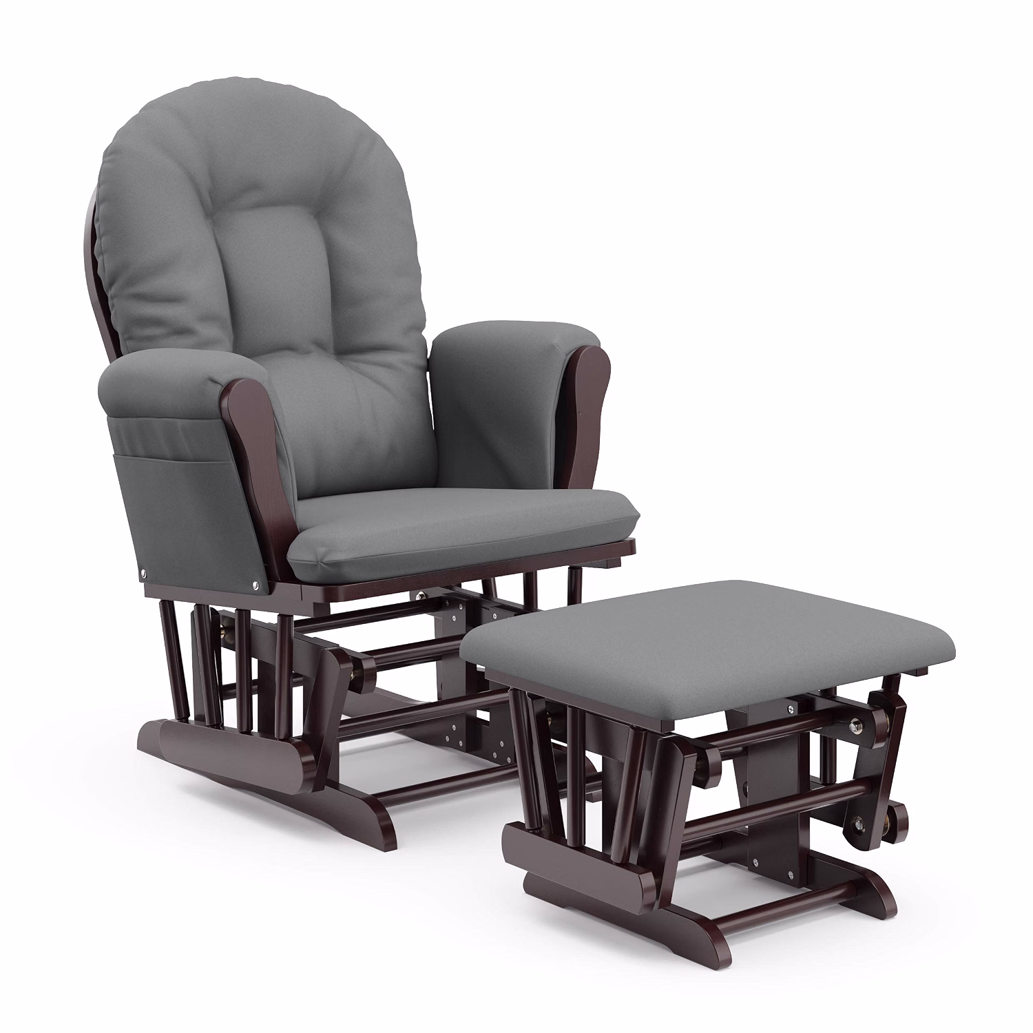 Premium Hoop Glider & Ottoman, Espresso/Gray - Image 7