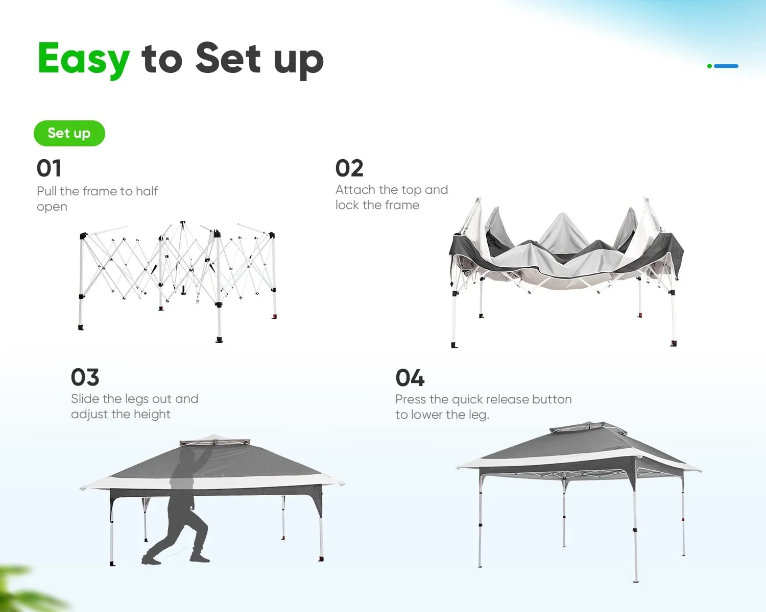 Quictent Pop up Canopy 12 x 12, One Person Set up Portable Instant Folding Shelter, Outdoor Canopy Tent with Extra Shade for Backyard, Patio, Party - Tan/Brown - Image 16