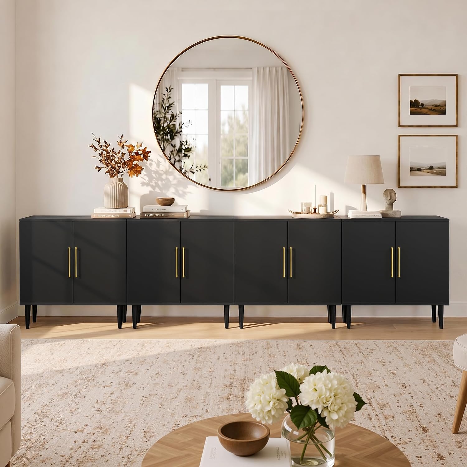 Fluted Storage Cabinet, Free Standing Buffet, Wood Sideboard, Multifunctional Accent Storage for Living Room, Hallway, Entryway, Dining Room (1, Oak) - Image 10