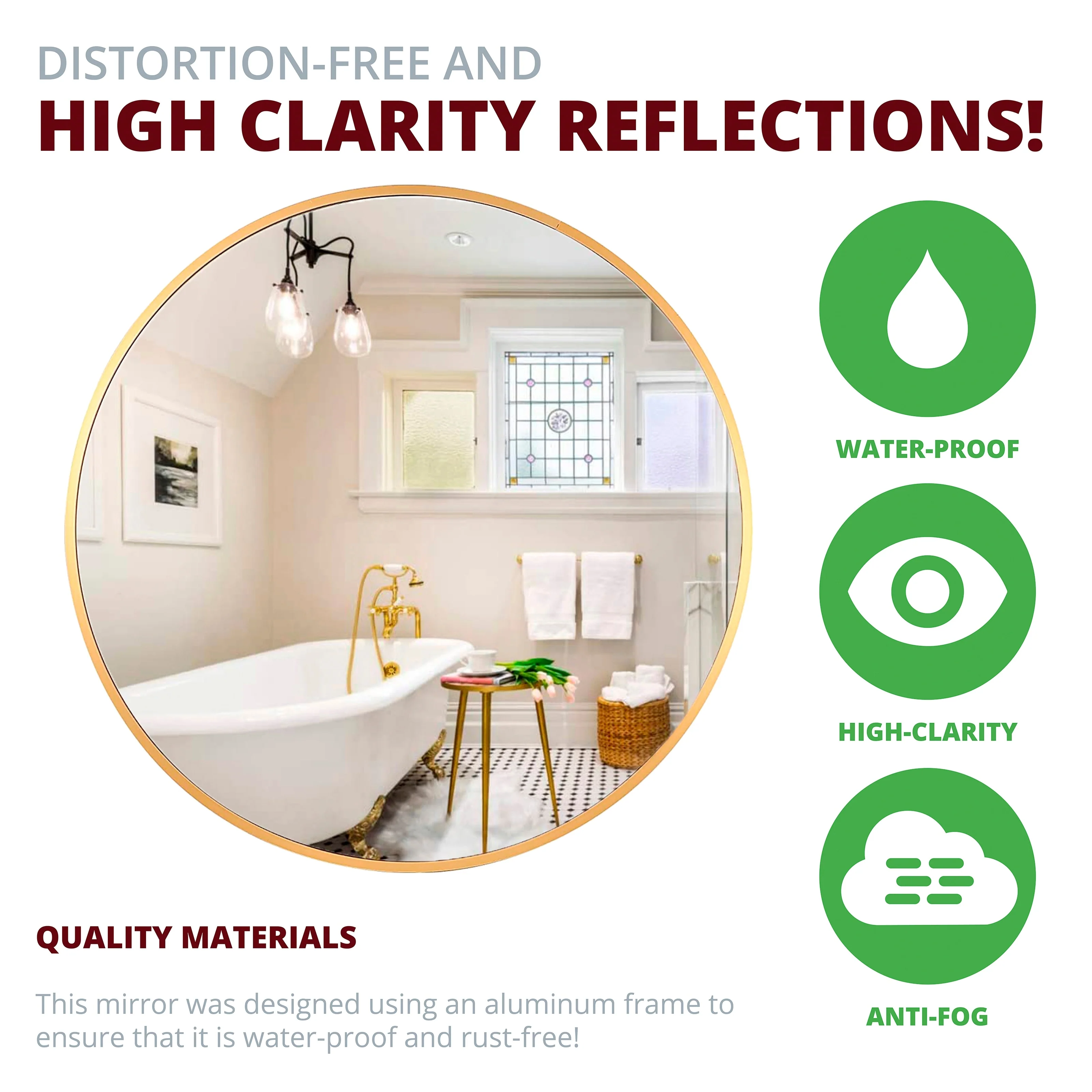 Modern Round Aluminum Wall Mirror, Decorative Circular Metal Frame Mirror for Living Room, Bedroom and Entryway - Image 10