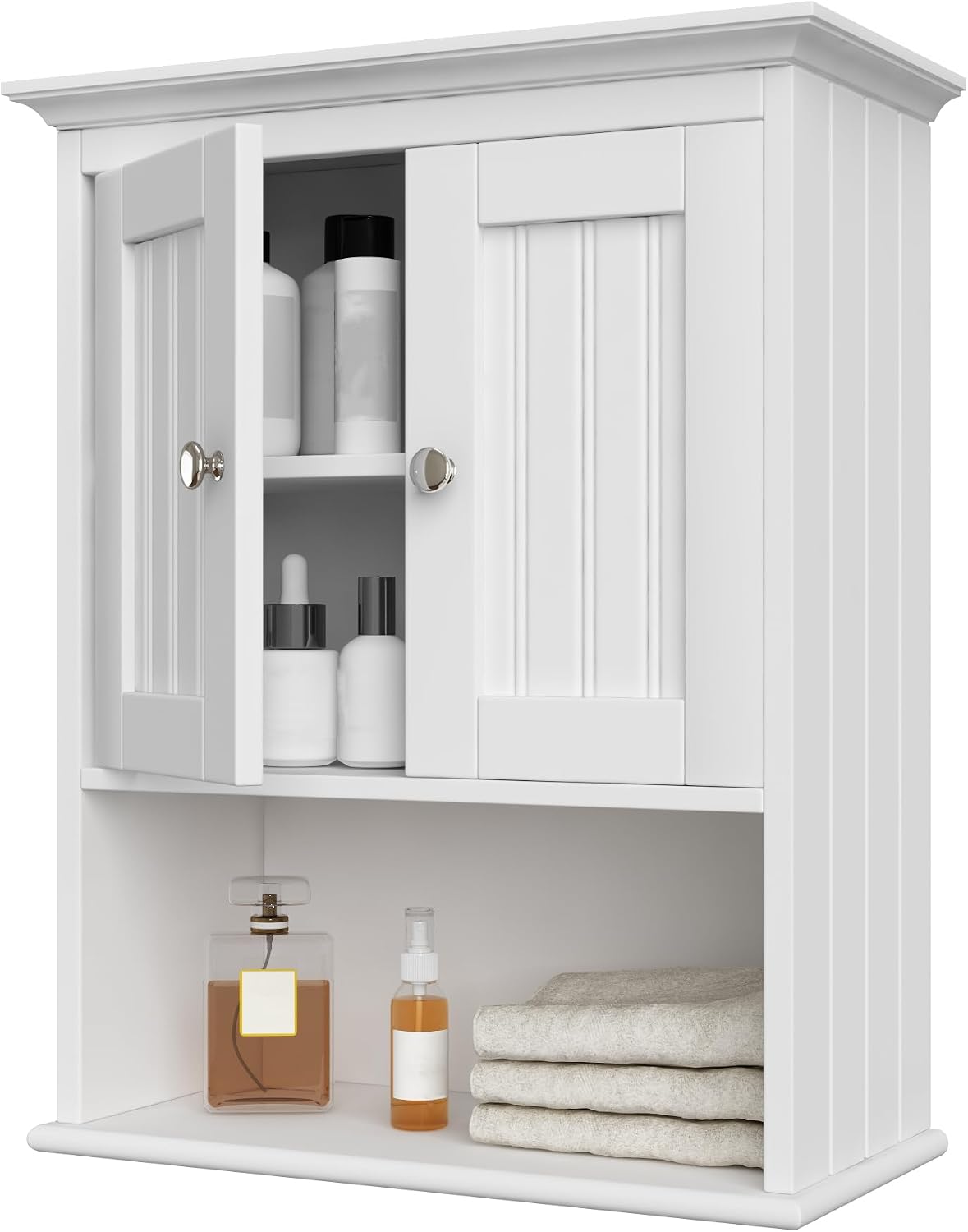 Wood Medicine Cabinet with Doors, Bathroom Wall Cabinet