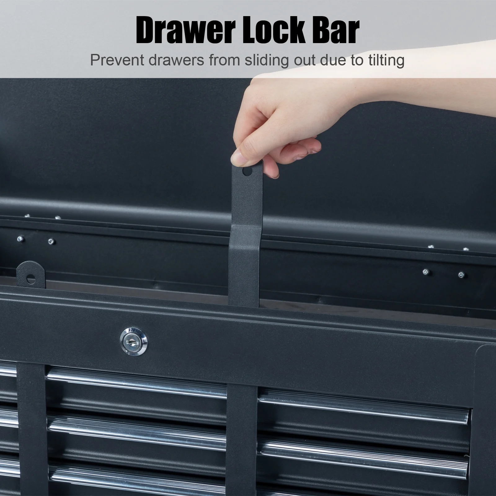 Ktaxon Tool Box, Portable 5 Drawer Steel Toolbox with Top Storage Tray & Carrying Handle, for Garage Trunk Household, Black - Image 12