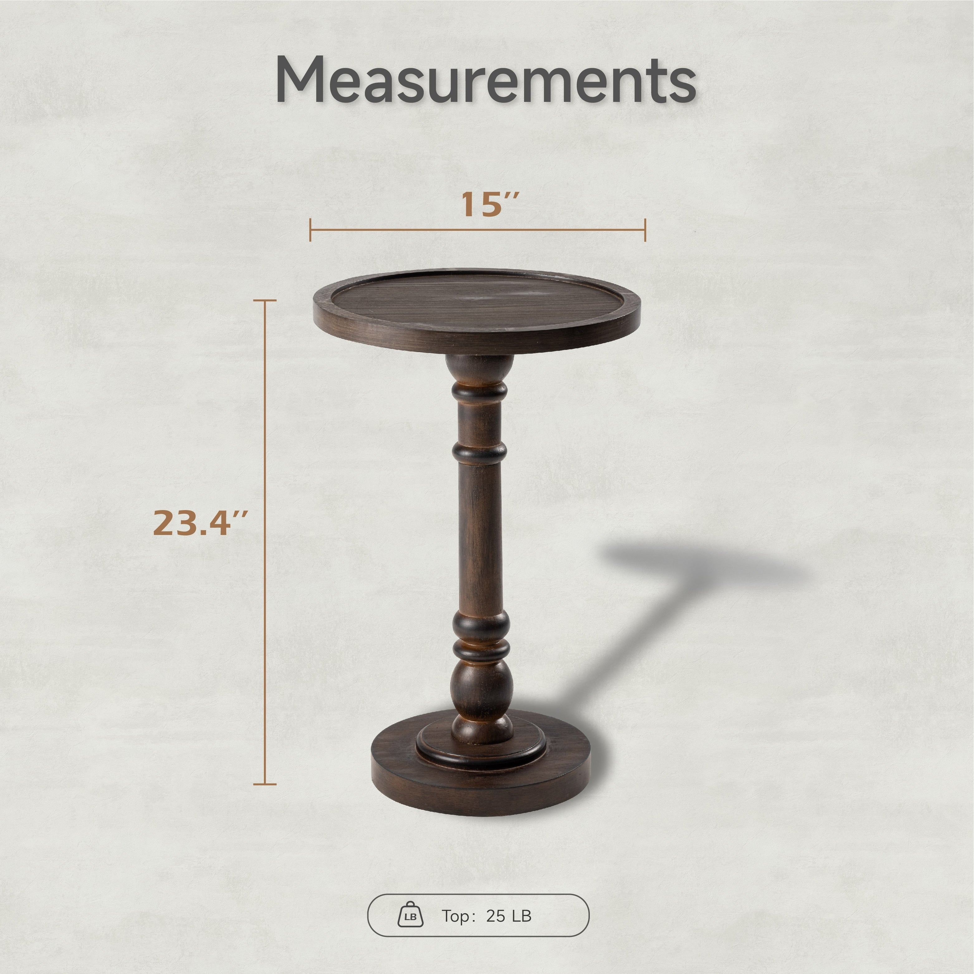 Small Pedestal End Table with Tray Top, Farmhouse Distressed Finish Accent Table - Image 6