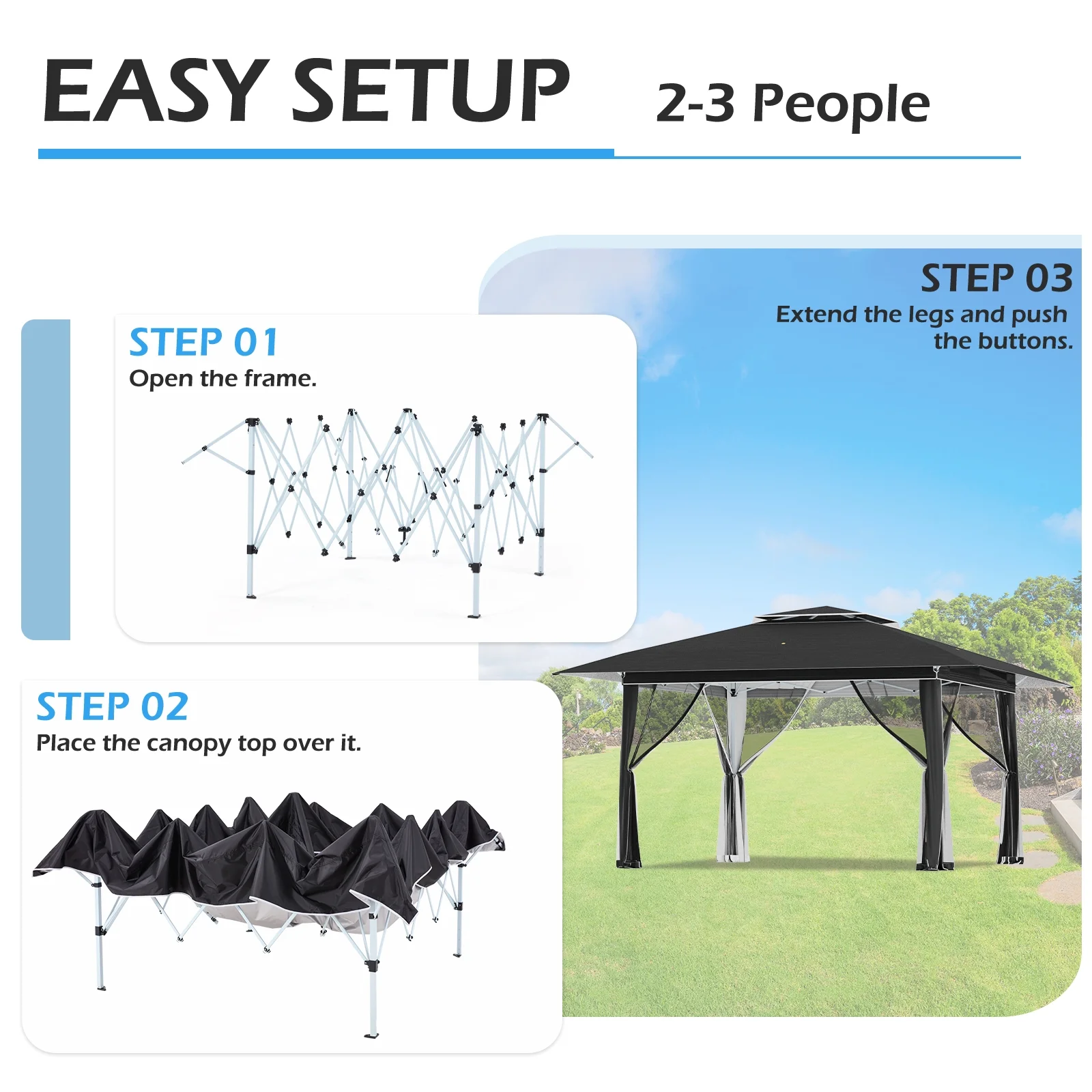AVAWING 12x12 ft Outdoor Pop-up Canopy Party Tent Easy Setup Patio Wedding Tent, Khaki - Image 49