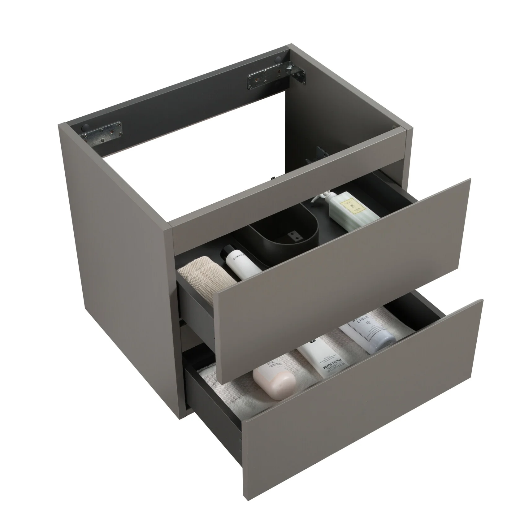 Wall Mount Bathroom Cabinet Without Basin, Gray Two-Drawer Storage Unit with Pre-Assembled Design for Space-Saving Modern Bathrooms - Image 27