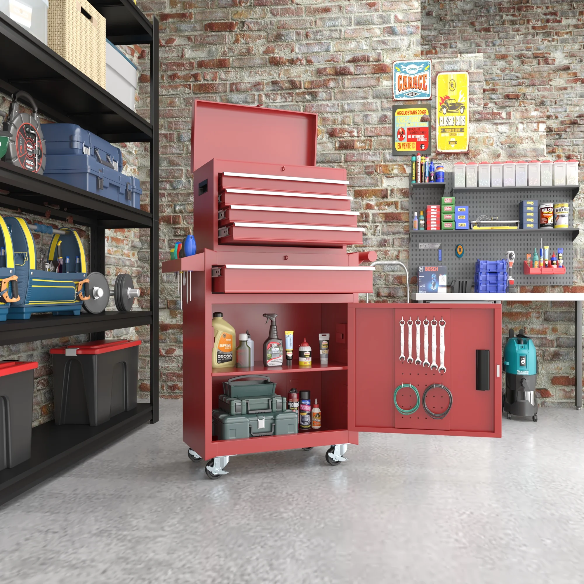 MUCHANT 5-Drawer Rolling Tool Chest, 2-in-1 Tool Box& Cabinet with Wheels, Drawers and Removable Top Tool Box for Garage, Warehouse, Workshop, Repair Shop, Black - Image 17